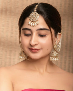 Pearl Aarika Punjabi Teeka Earring Set – By Reet Lifestyle