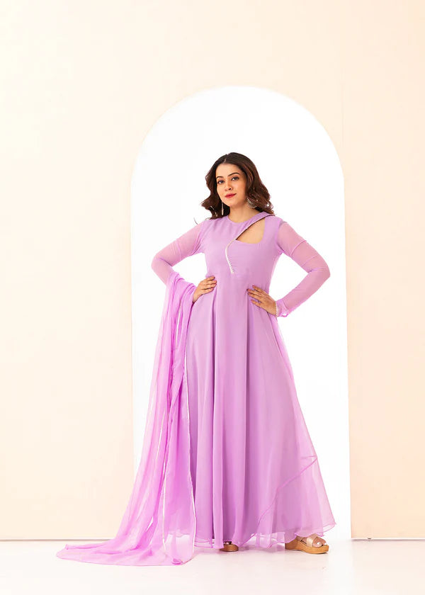 Graceful Navy Blue Bandhani Anarkali Outfit