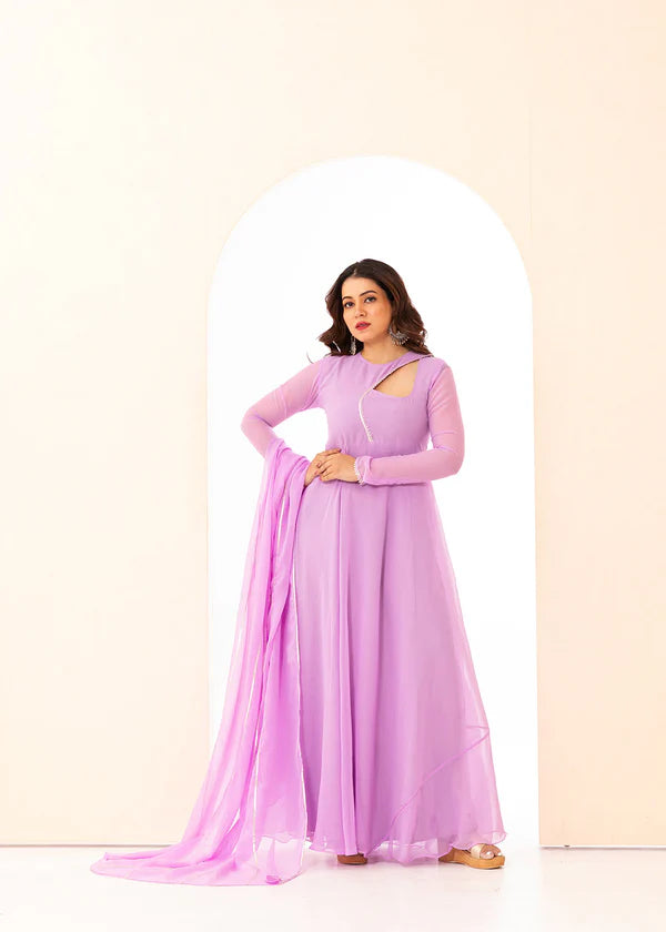 Graceful Navy Blue Bandhani Anarkali Outfit
