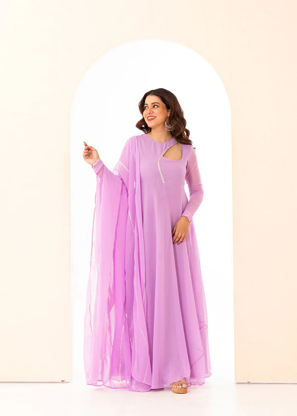 Graceful Navy Blue Bandhani Anarkali Outfit