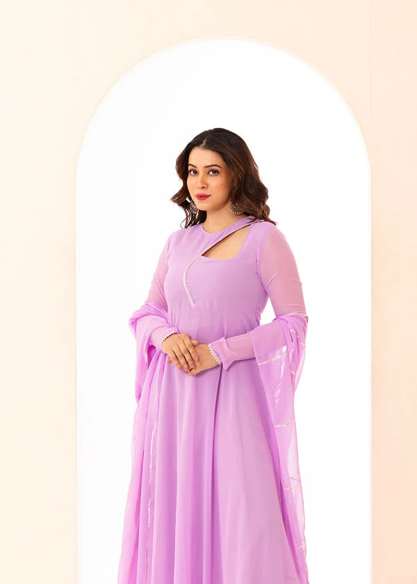 Graceful Navy Blue Bandhani Anarkali Outfit
