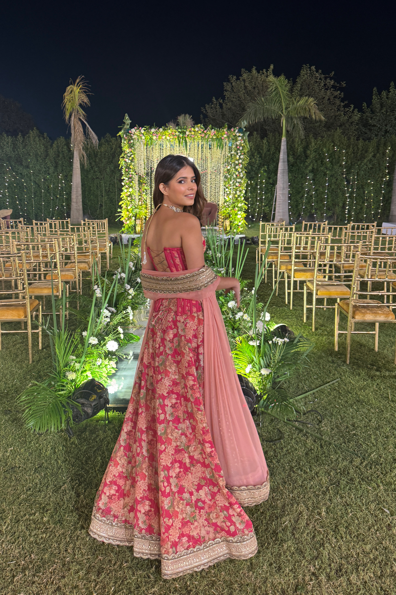 Scarlett Bronze Corset Tissue Lehenga Set