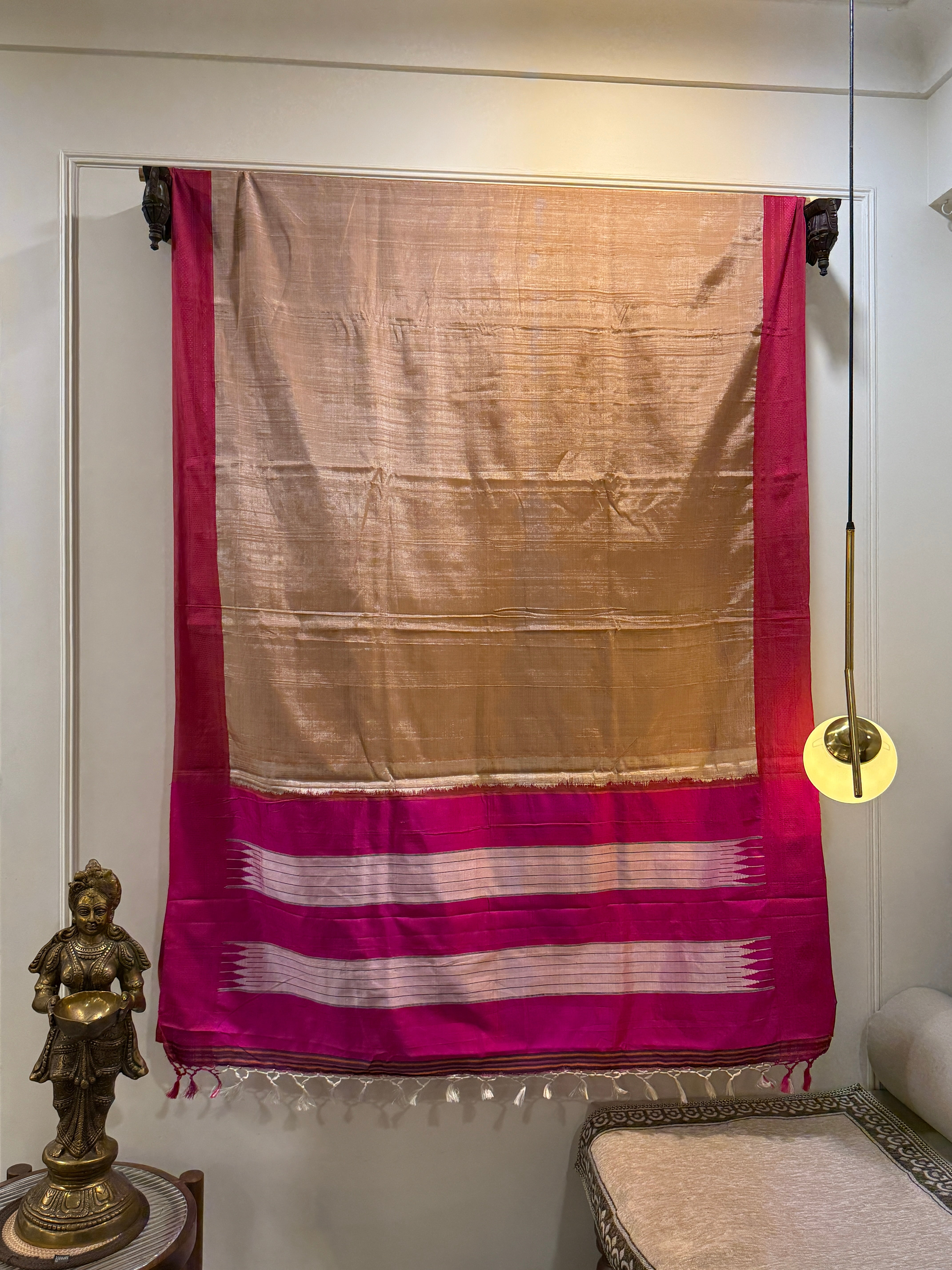 Viscous Ilkal Saree with Silk Pallu – Chikki Paras Border