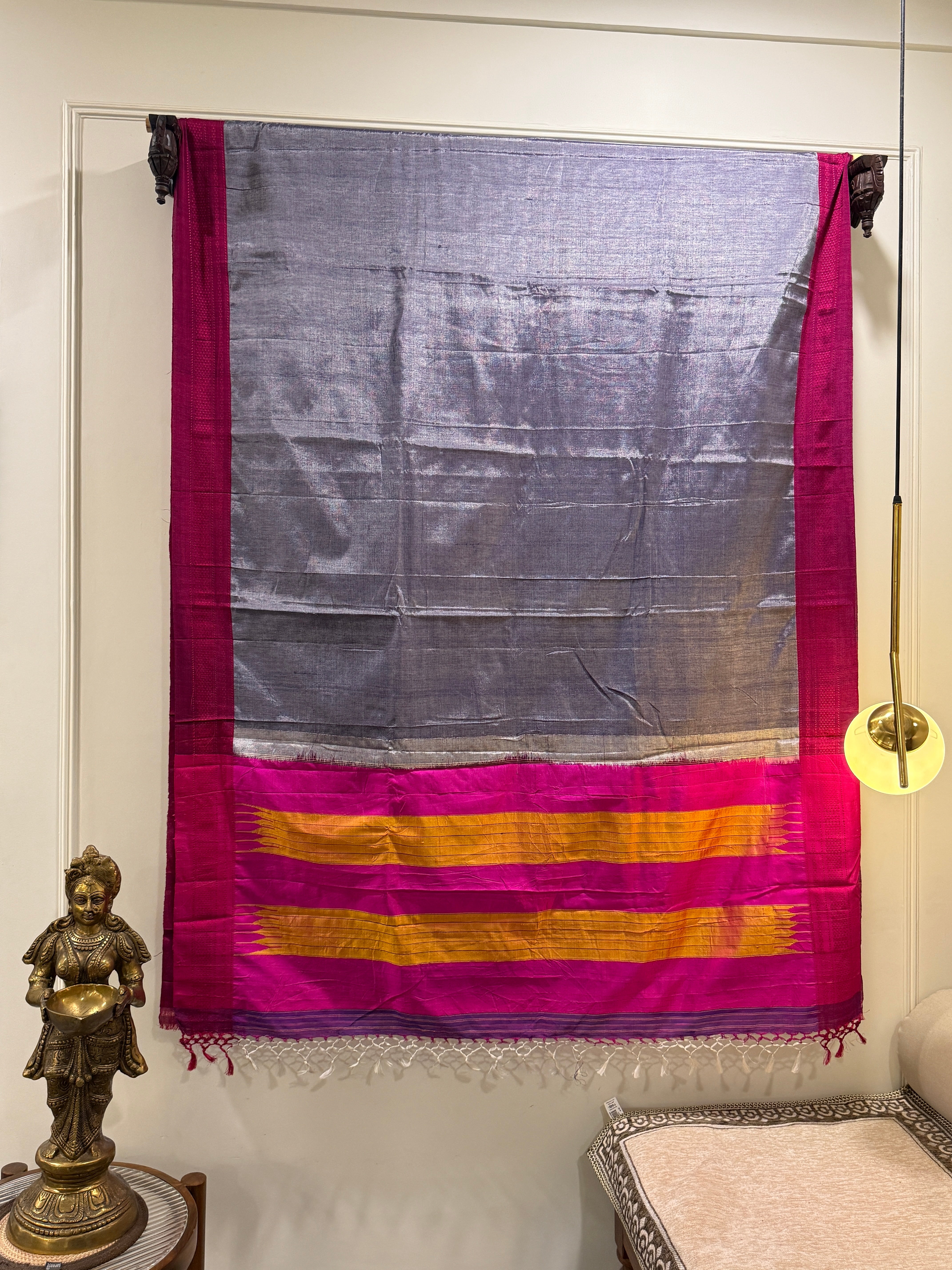 Viscous Ilkal Saree with Silk Pallu – Chikki Paras Border