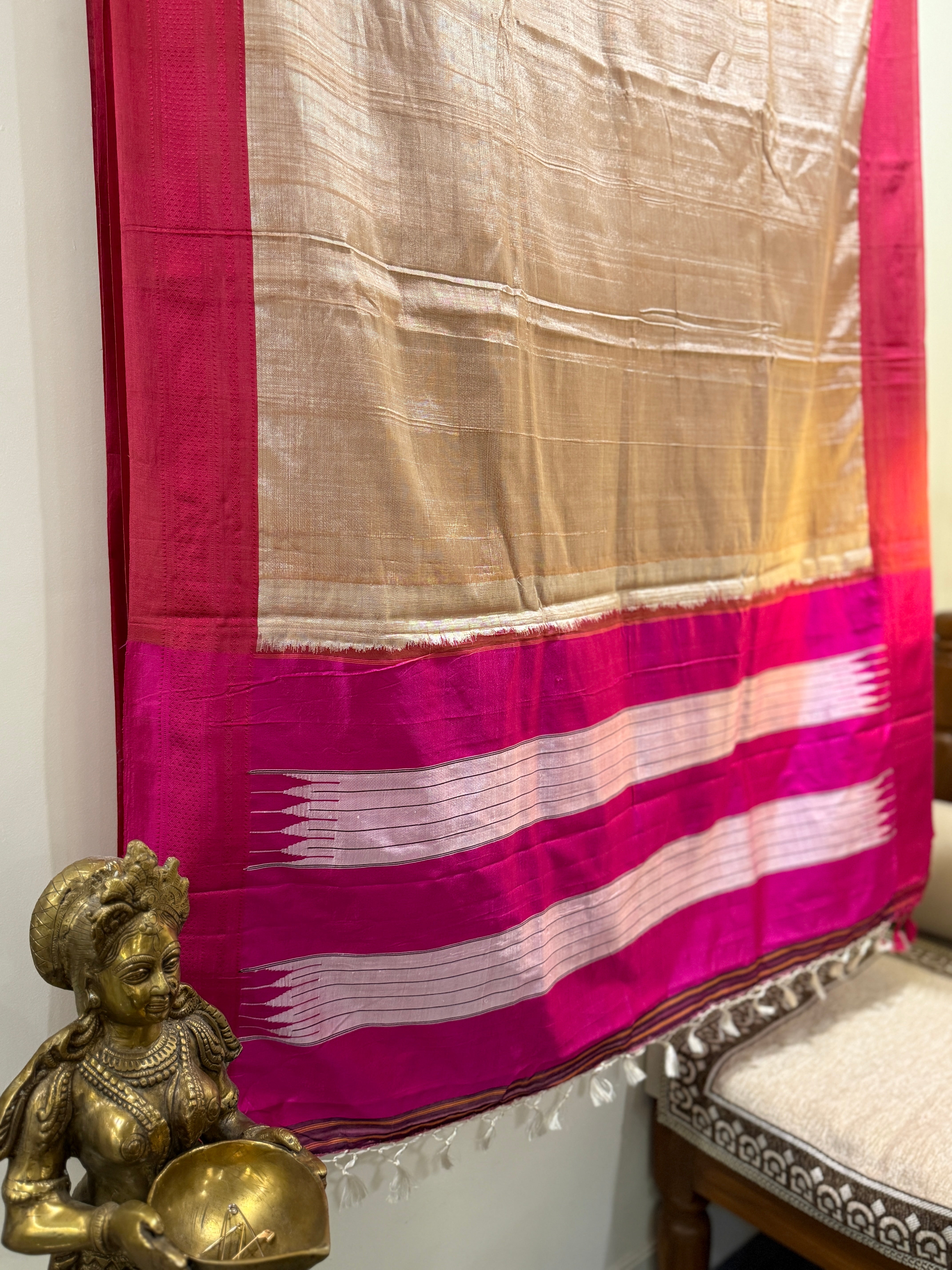 Viscous Ilkal Saree with Silk Pallu – Chikki Paras Border