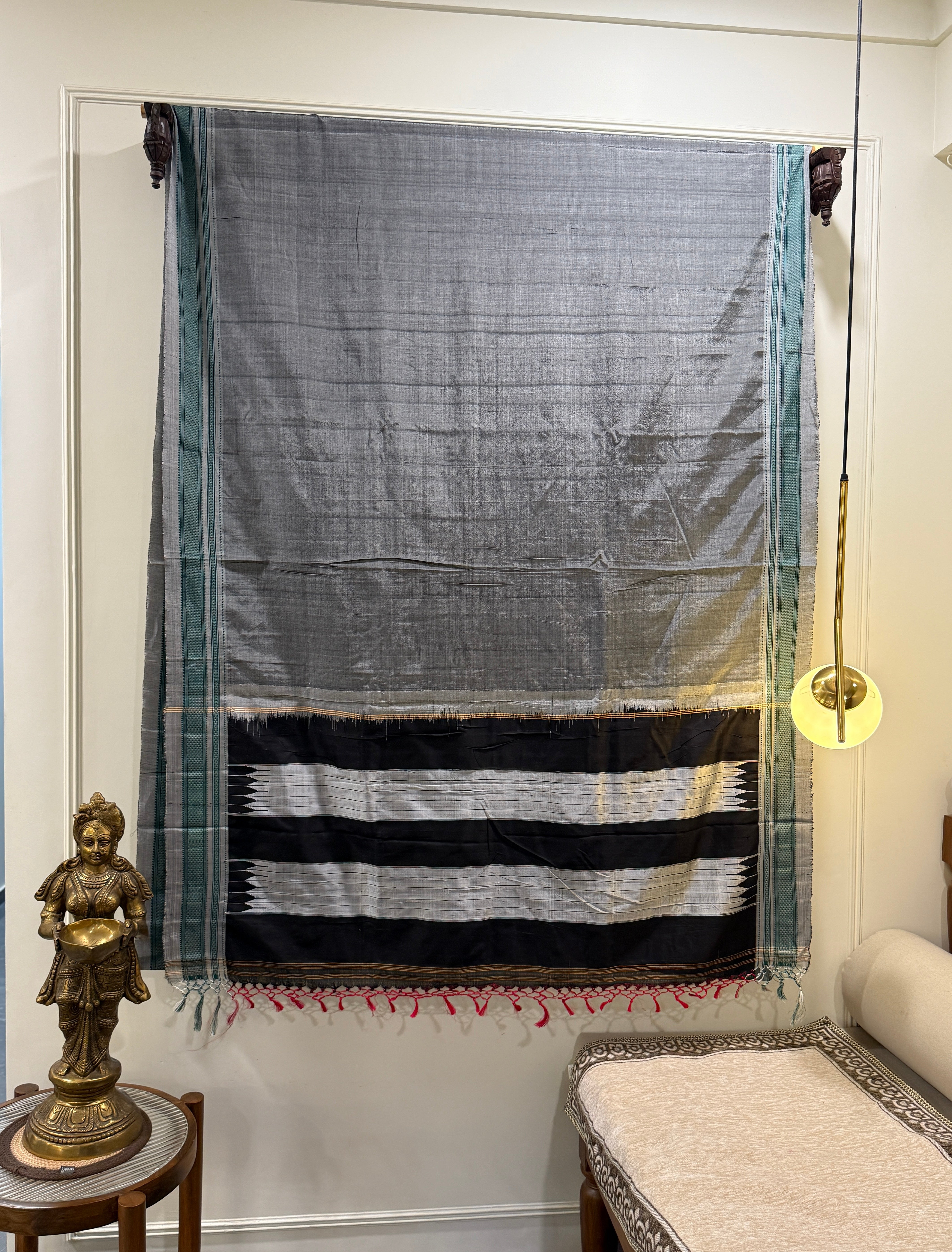 Viscous Ilkal Saree with Silk Pallu – Chikki Paras Border