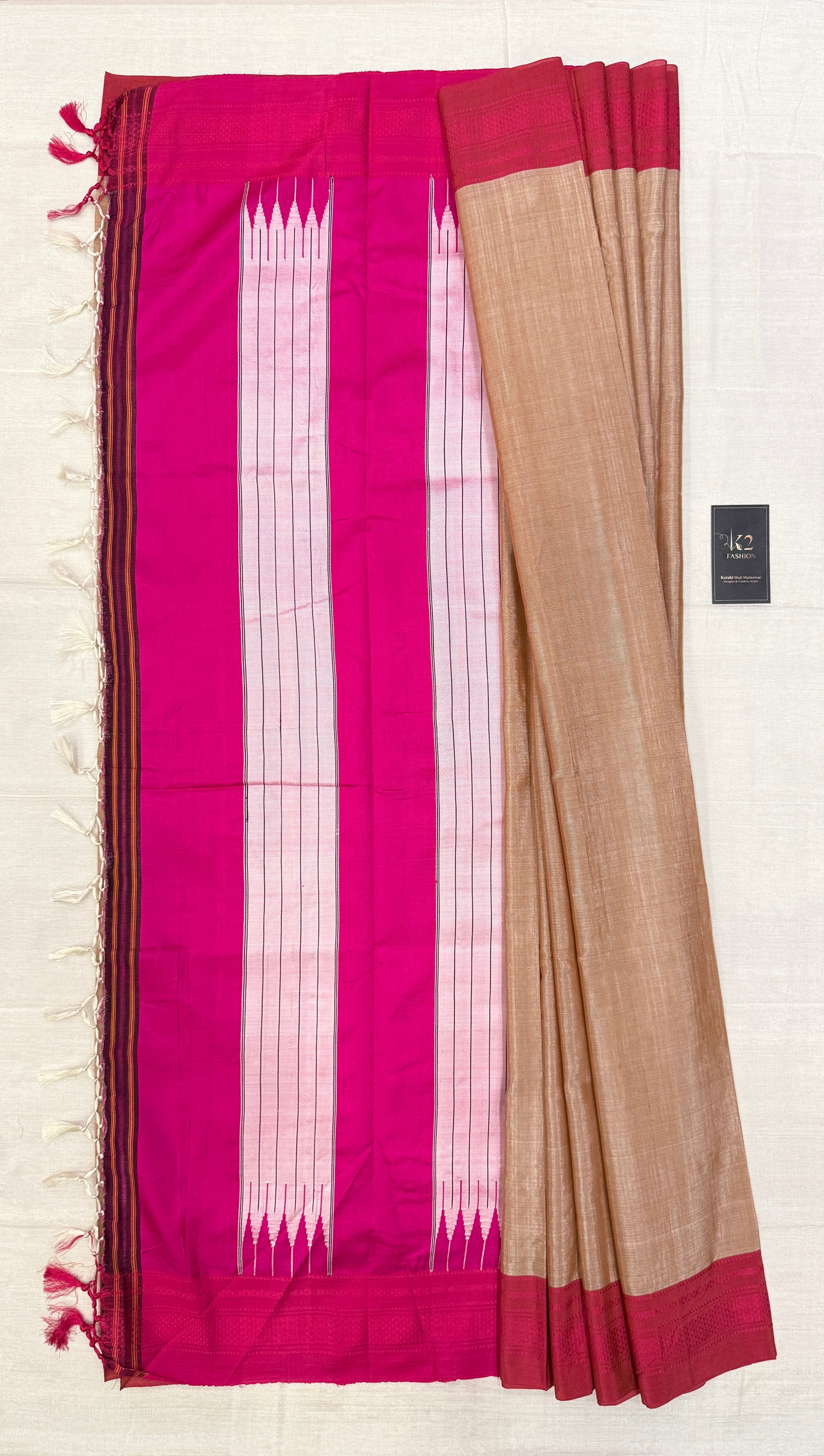 Viscous Ilkal Saree with Silk Pallu – Chikki Paras Border