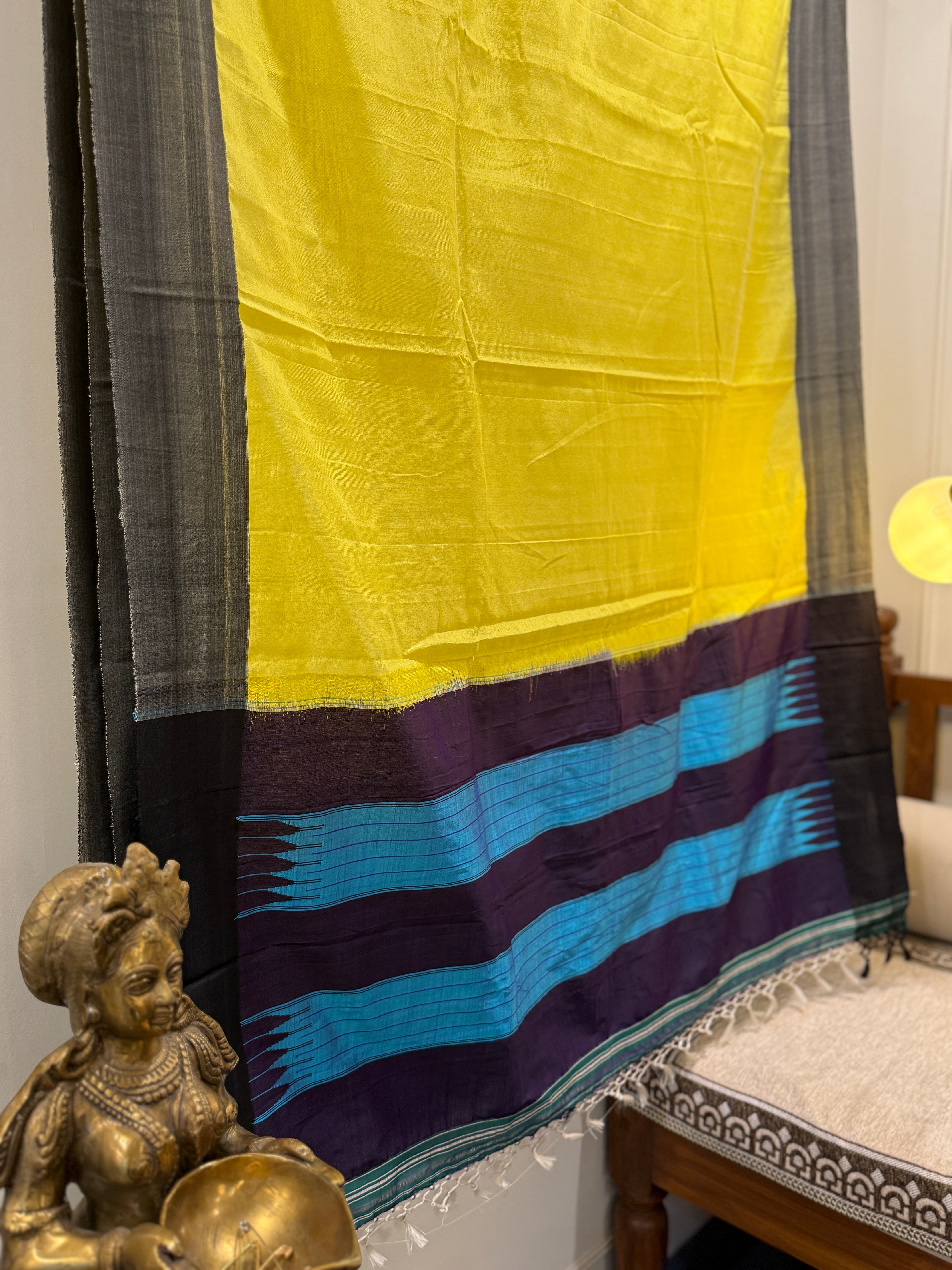 Viscous Ilkal Saree with Silk Pallu – Chikki Paras Border