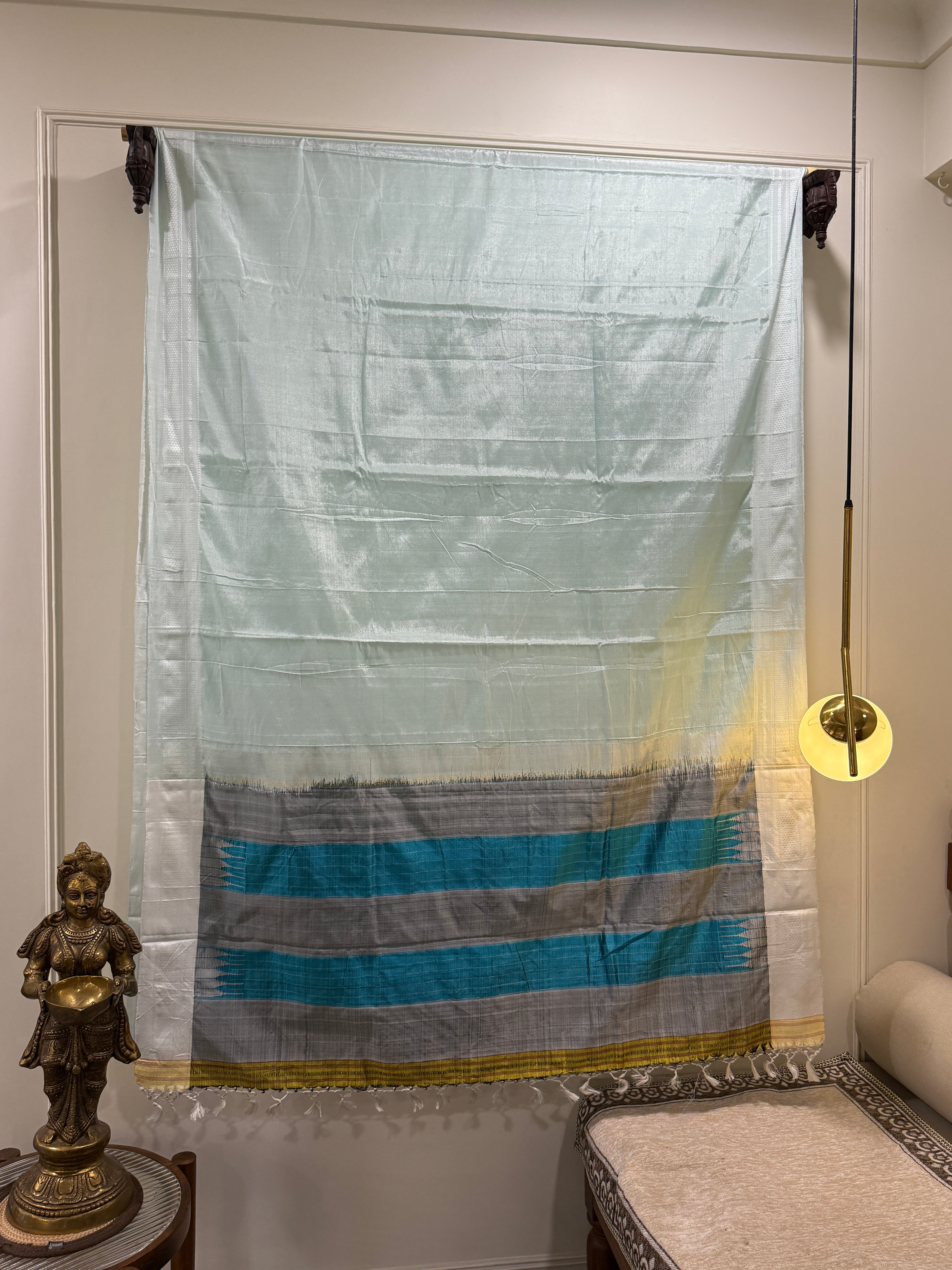 Viscous Ilkal Saree with Silk Pallu – Chikki Paras Border