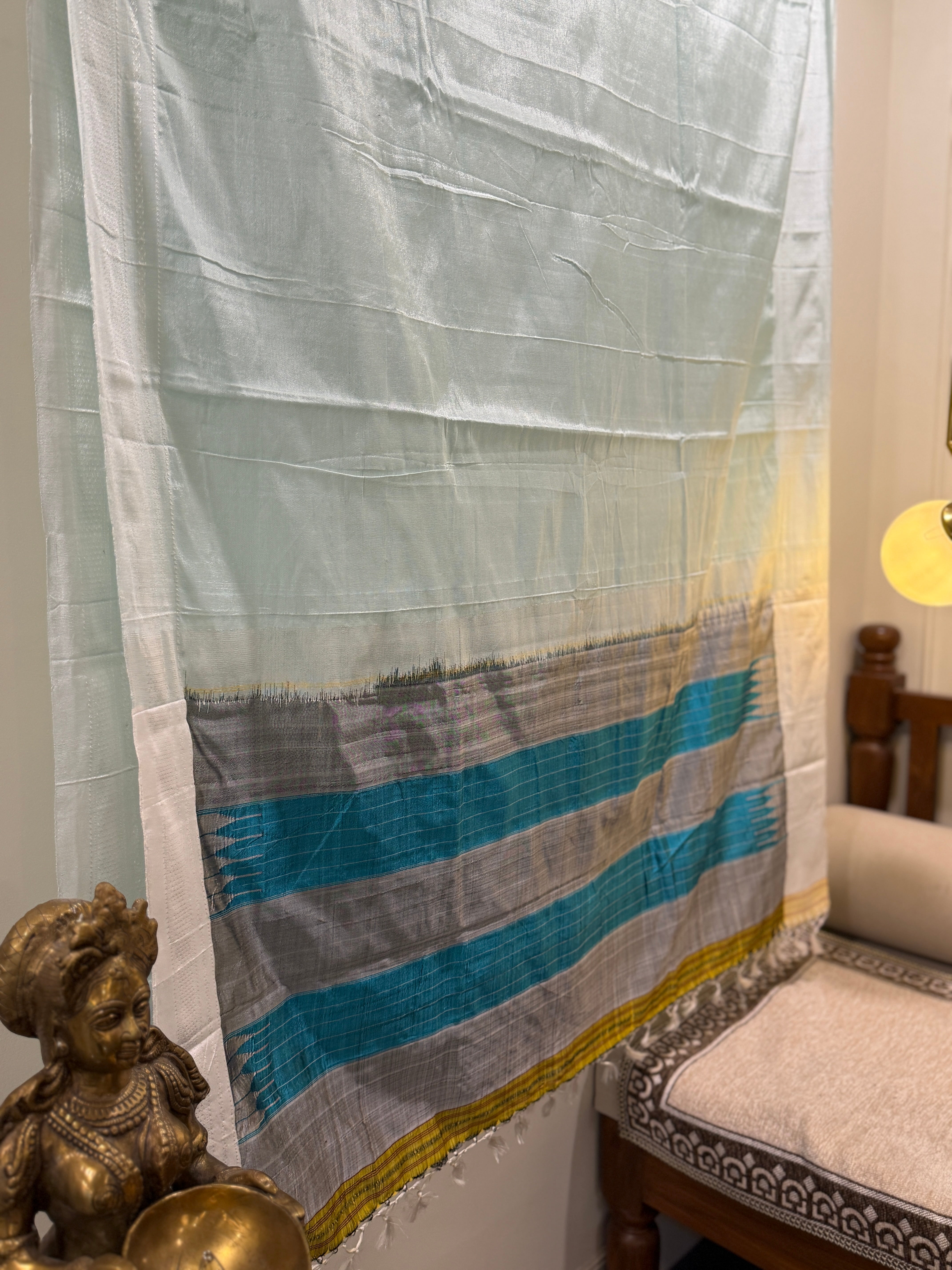 Viscous Ilkal Saree with Silk Pallu – Chikki Paras Border