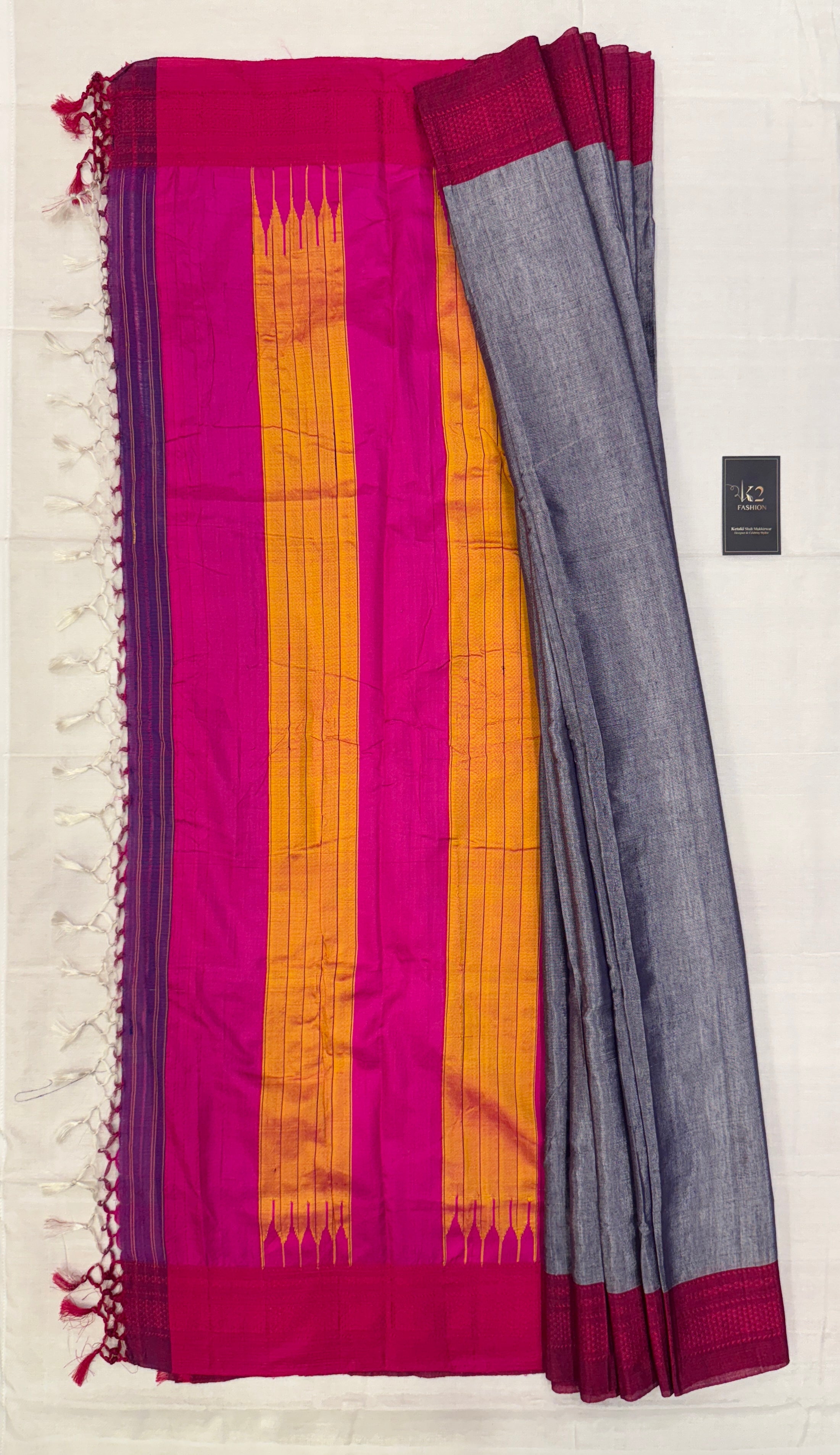 Viscous Ilkal Saree with Silk Pallu – Chikki Paras Border