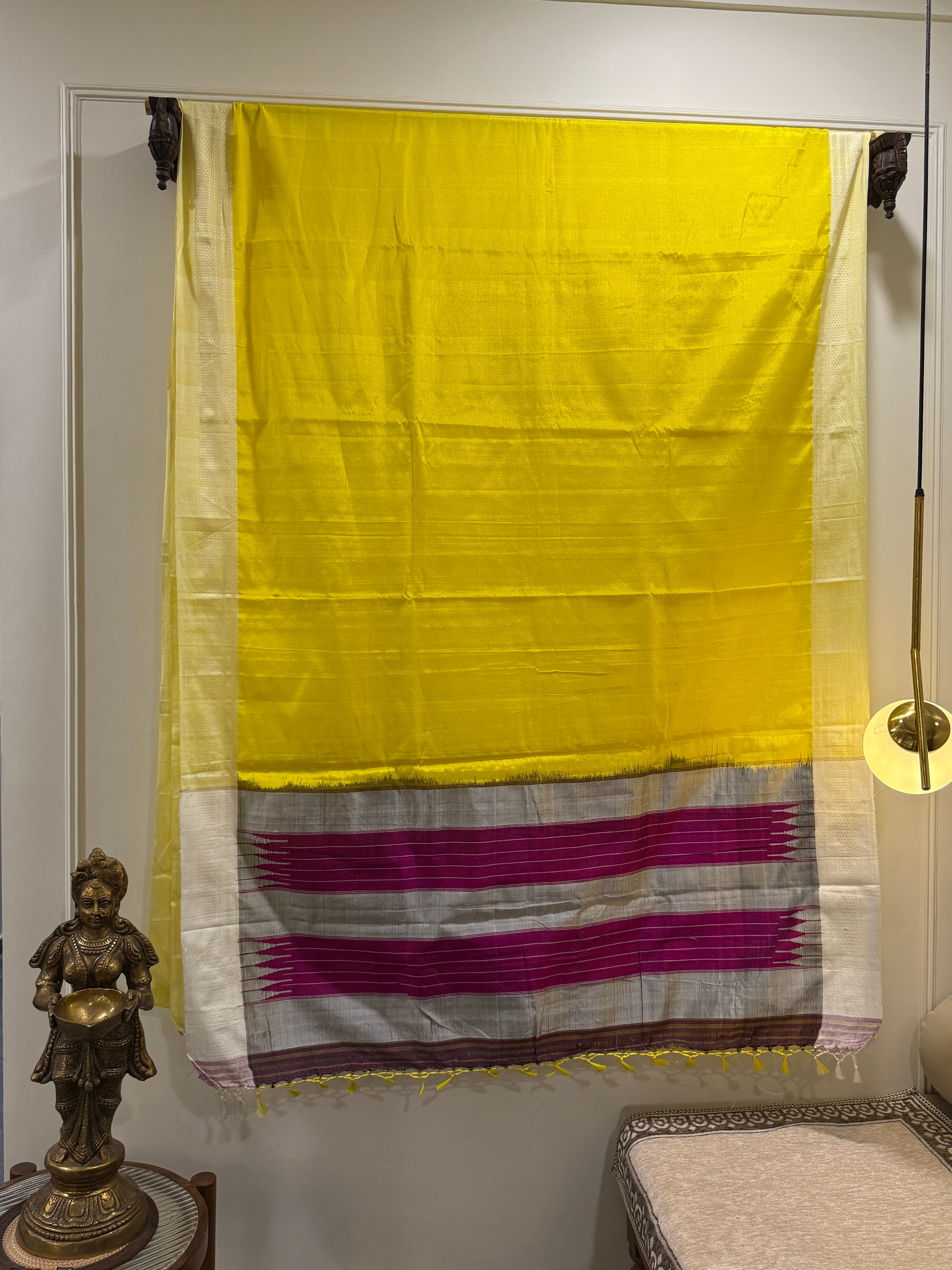 Viscous Ilkal Saree with Silk Pallu – Chikki Paras Border