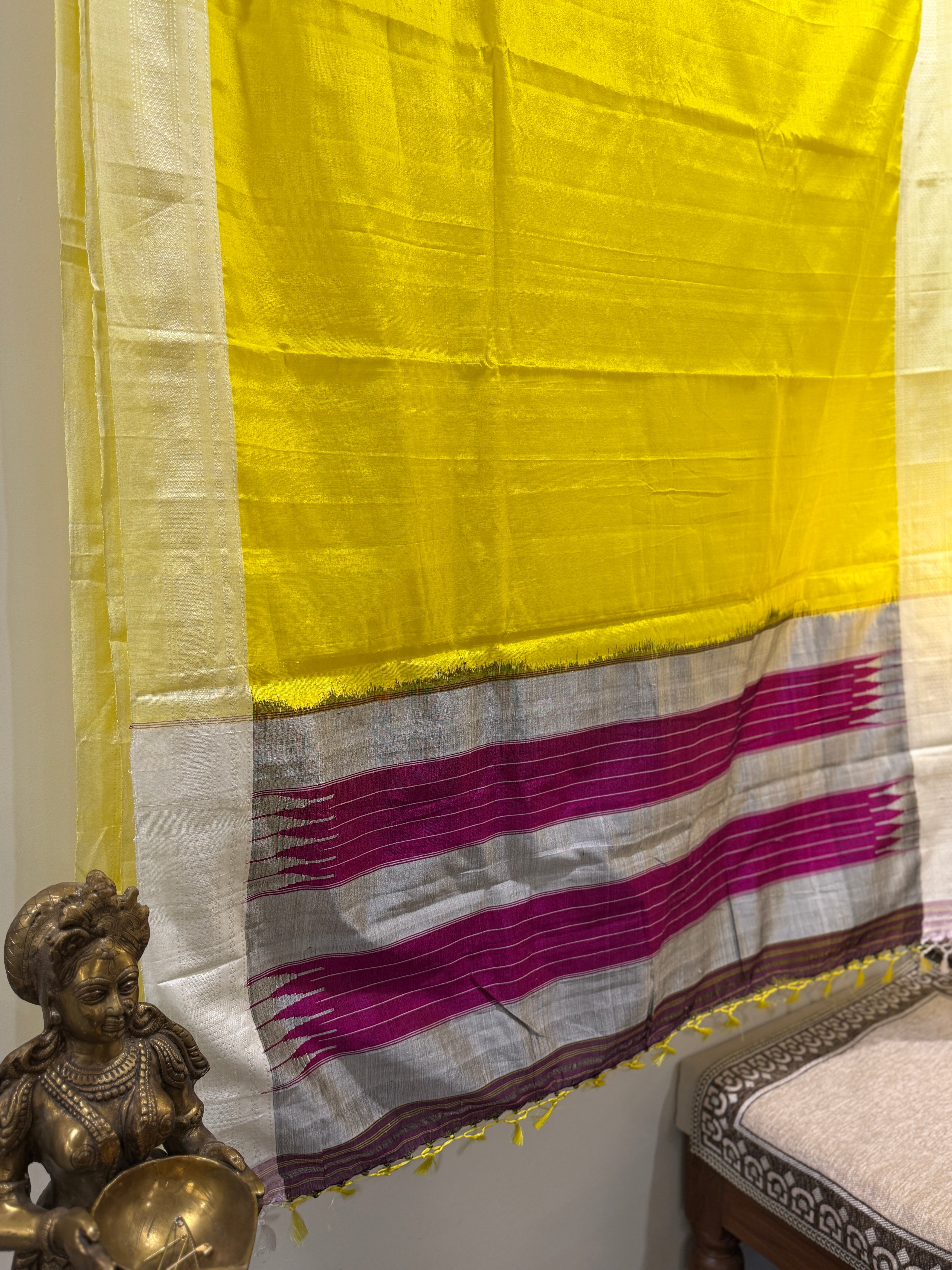 Viscous Ilkal Saree with Silk Pallu – Chikki Paras Border