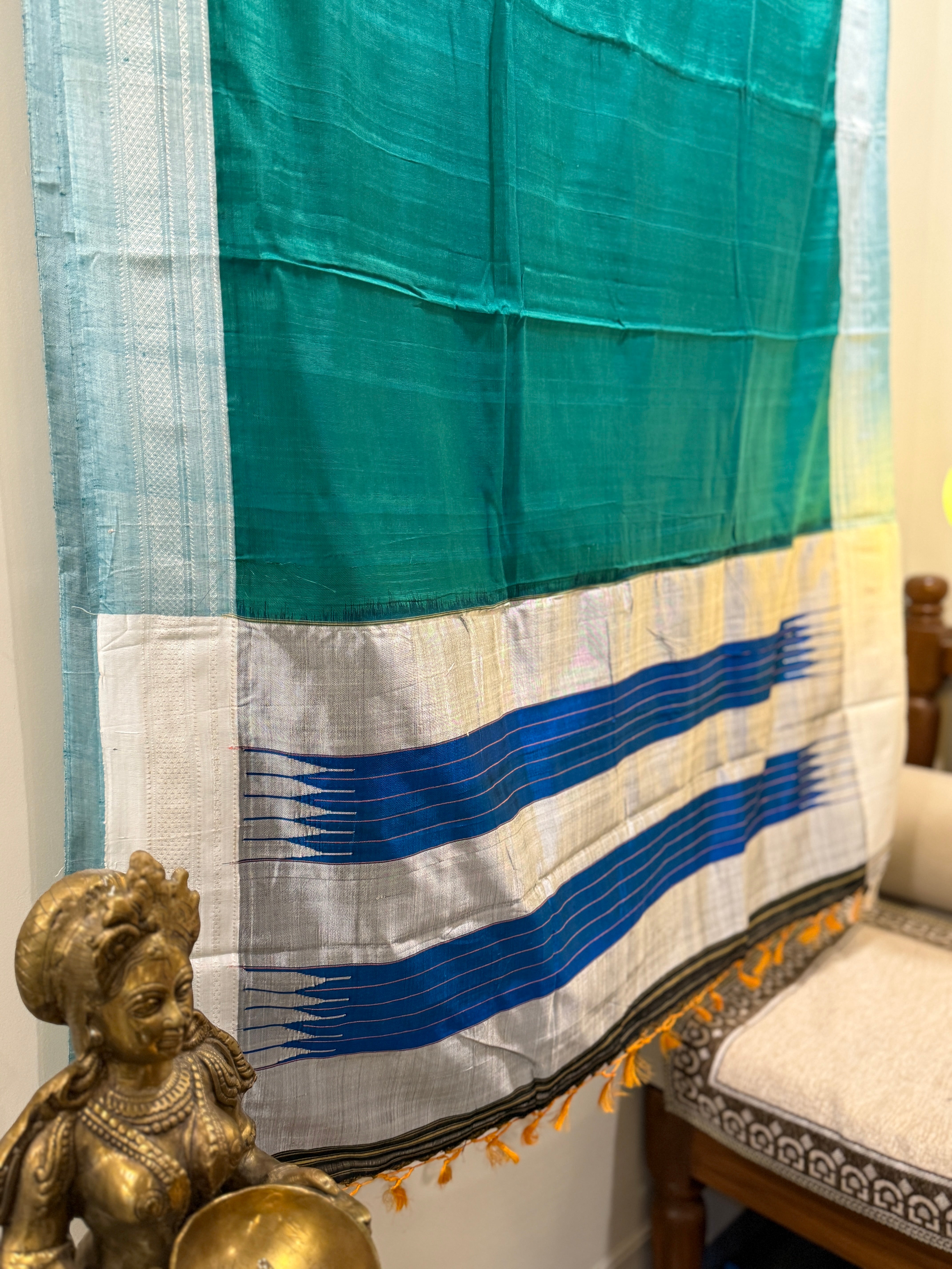 Viscous Ilkal Saree with Silk Pallu – Chikki Paras Border