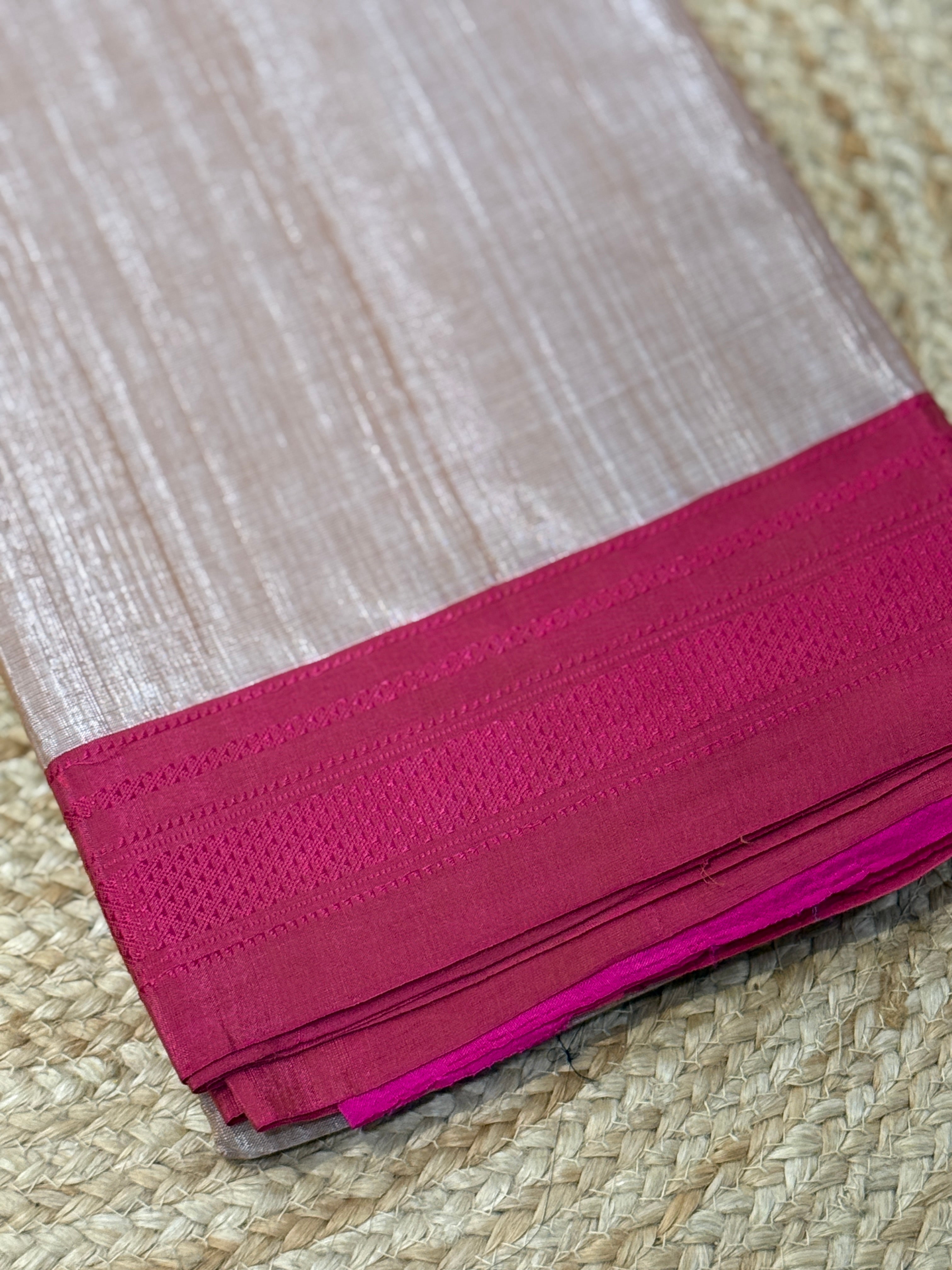 Viscous Ilkal Saree with Silk Pallu – Chikki Paras Border