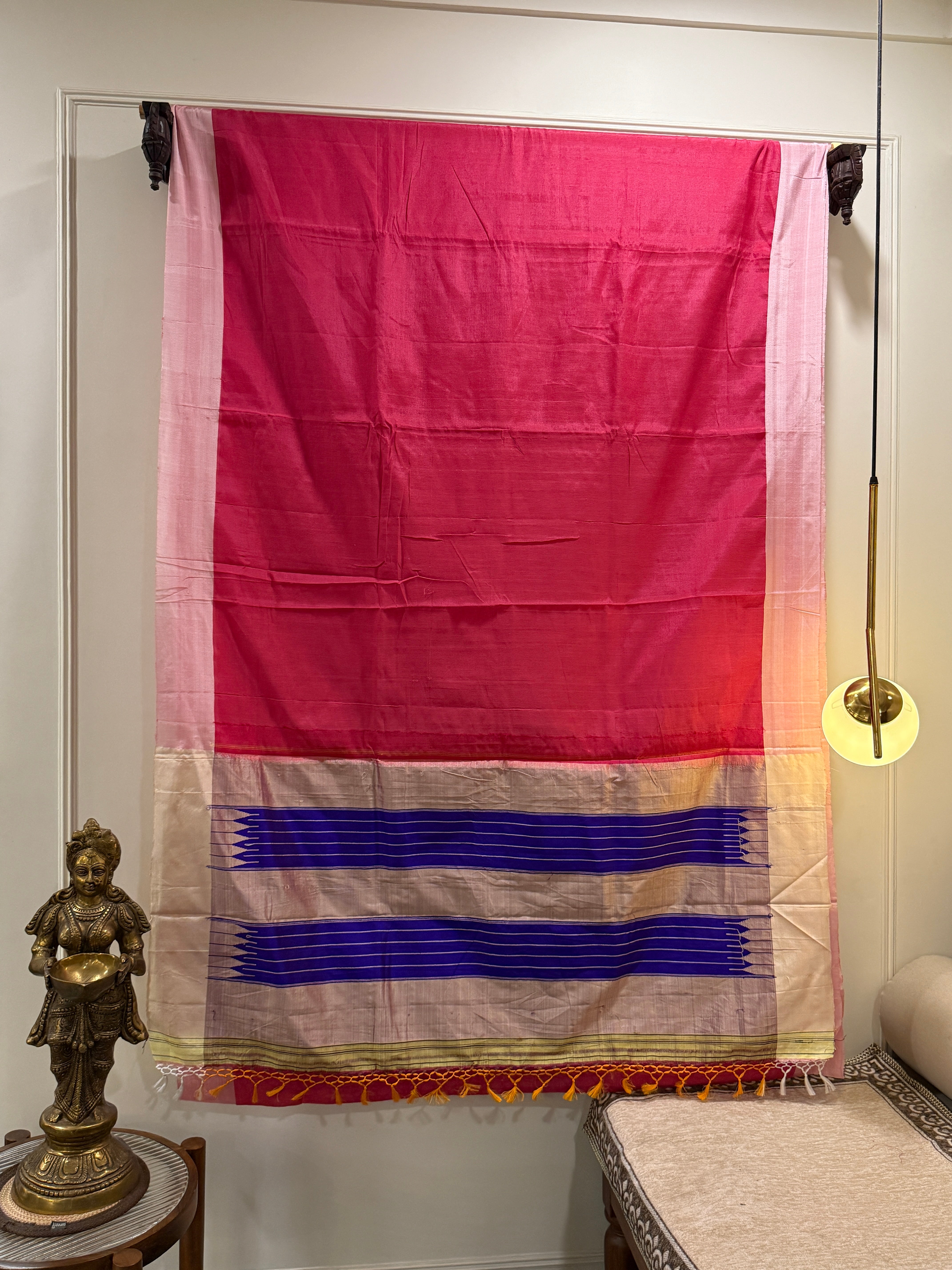 Viscous Ilkal Saree with Silk Pallu – Chikki Paras Border