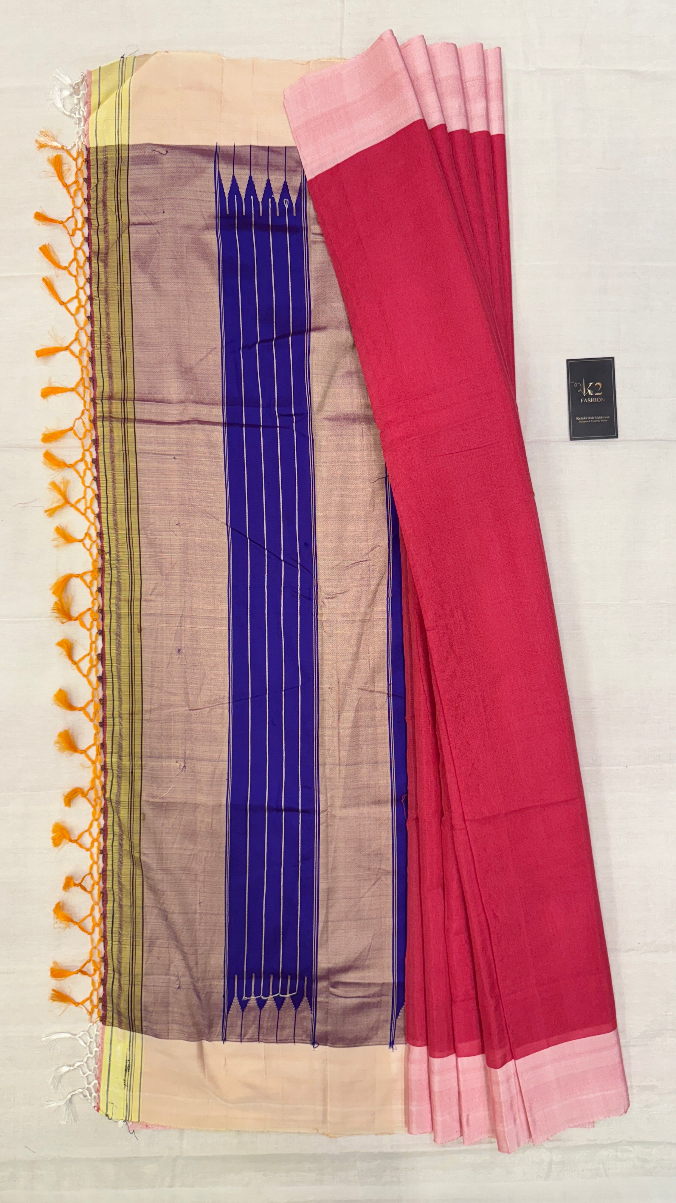 Viscous Ilkal Saree with Silk Pallu – Chikki Paras Border