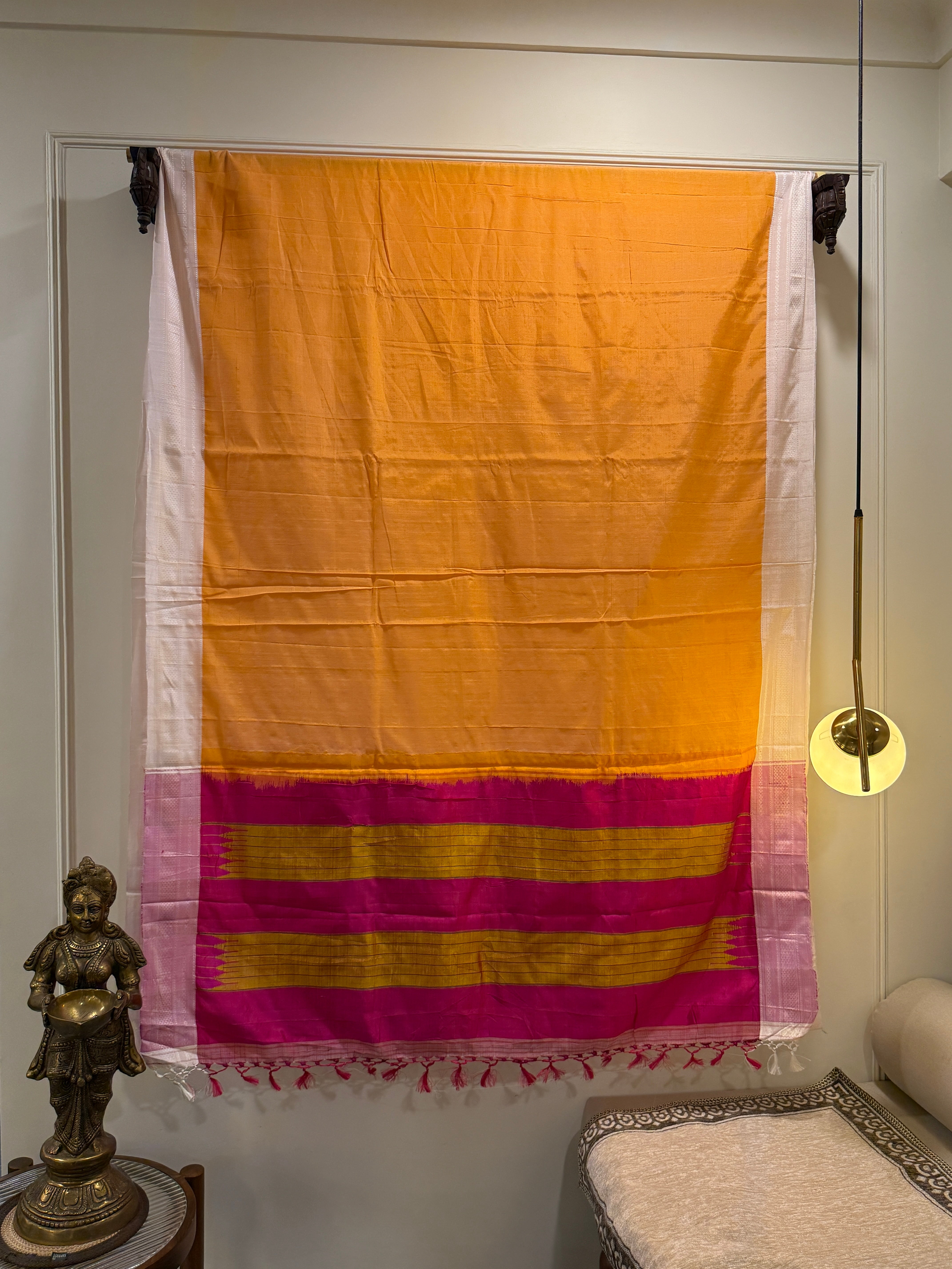 Viscous Ilkal Saree with Silk Pallu – Chikki Paras Border