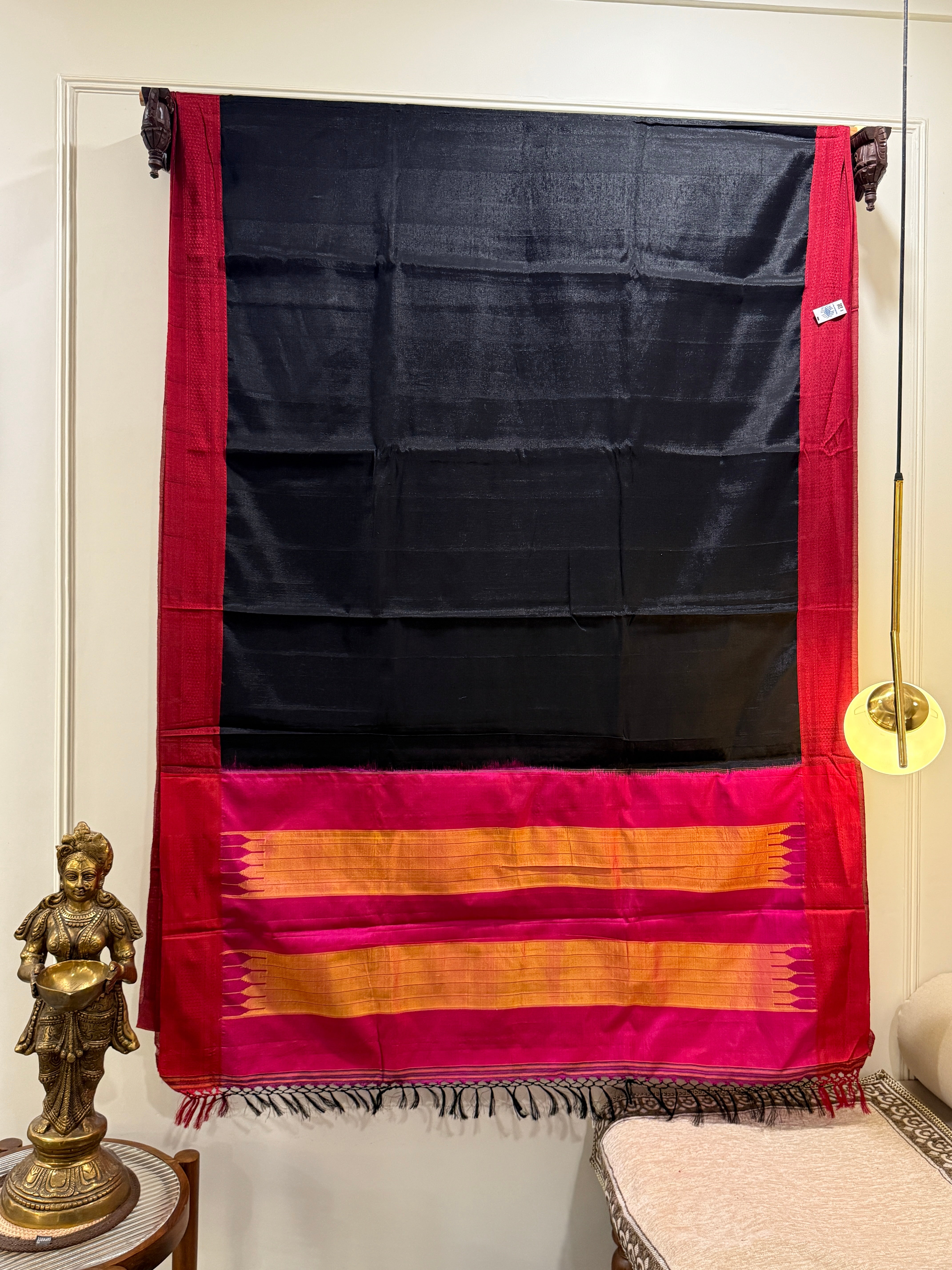 Viscous Ilkal Saree with Silk Pallu – Chikki Paras Border
