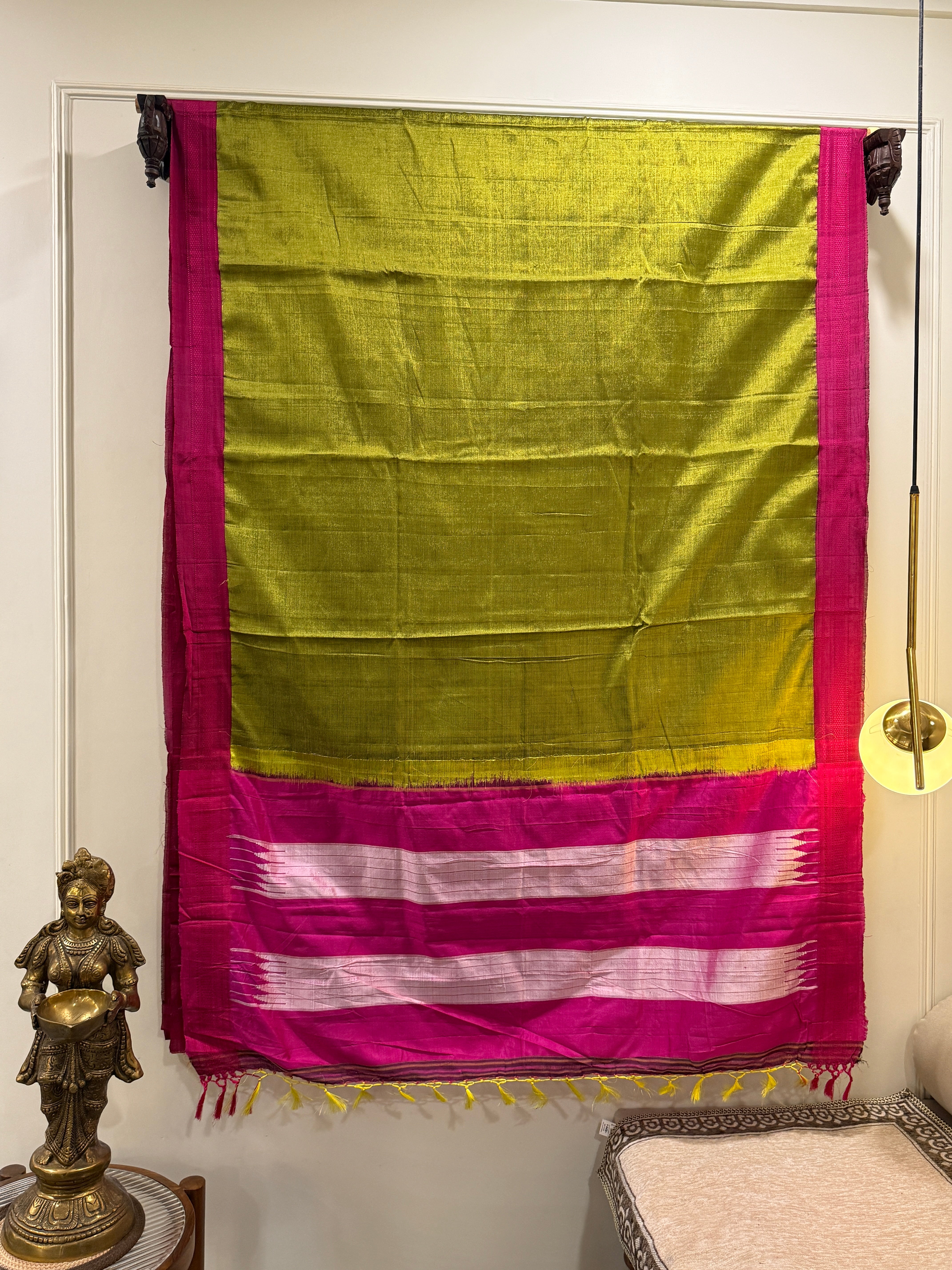 Viscous Ilkal Saree with Silk Pallu – Chikki Paras Border