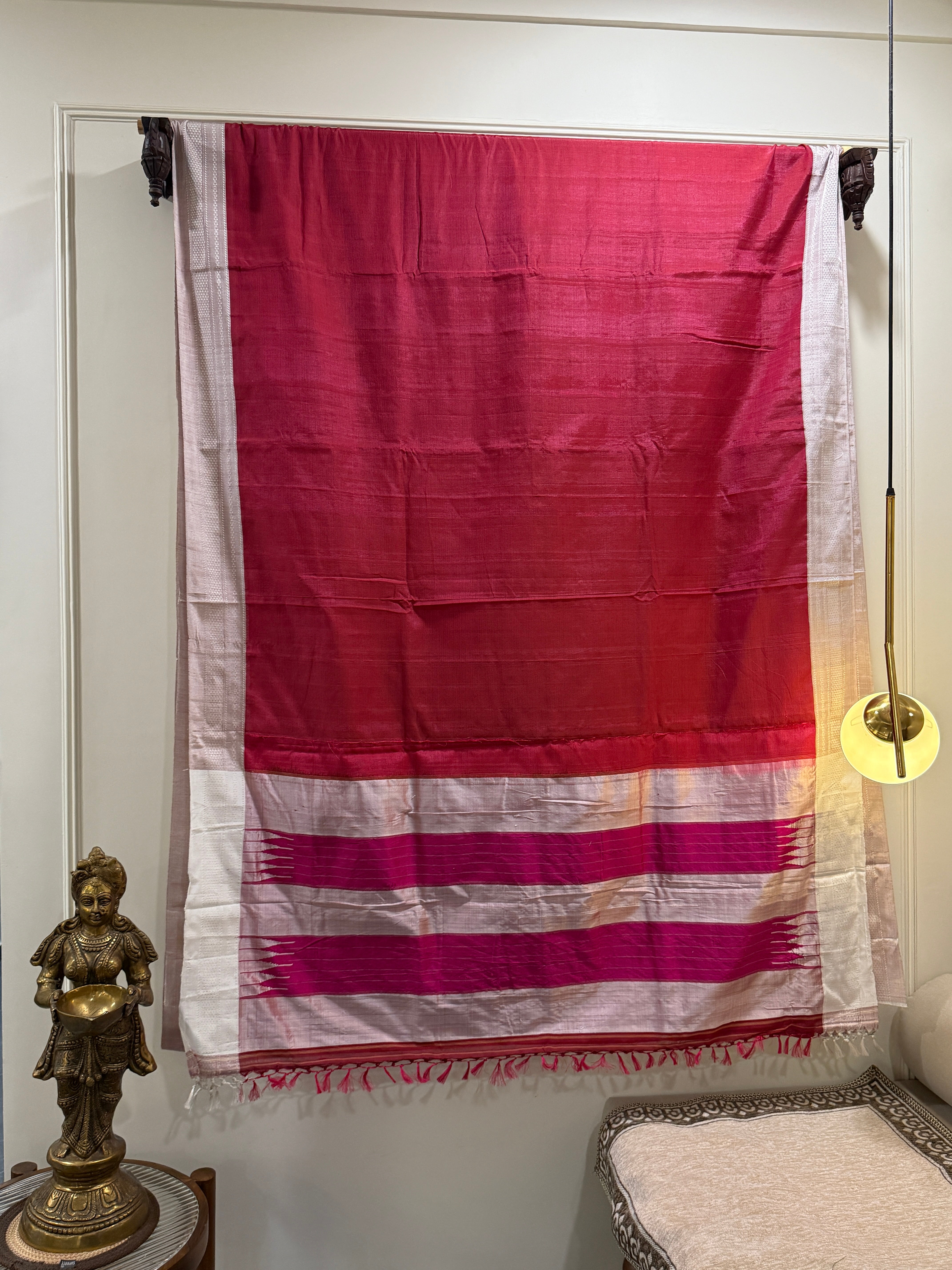 Viscous Ilkal Saree with Silk Pallu – Chikki Paras Border