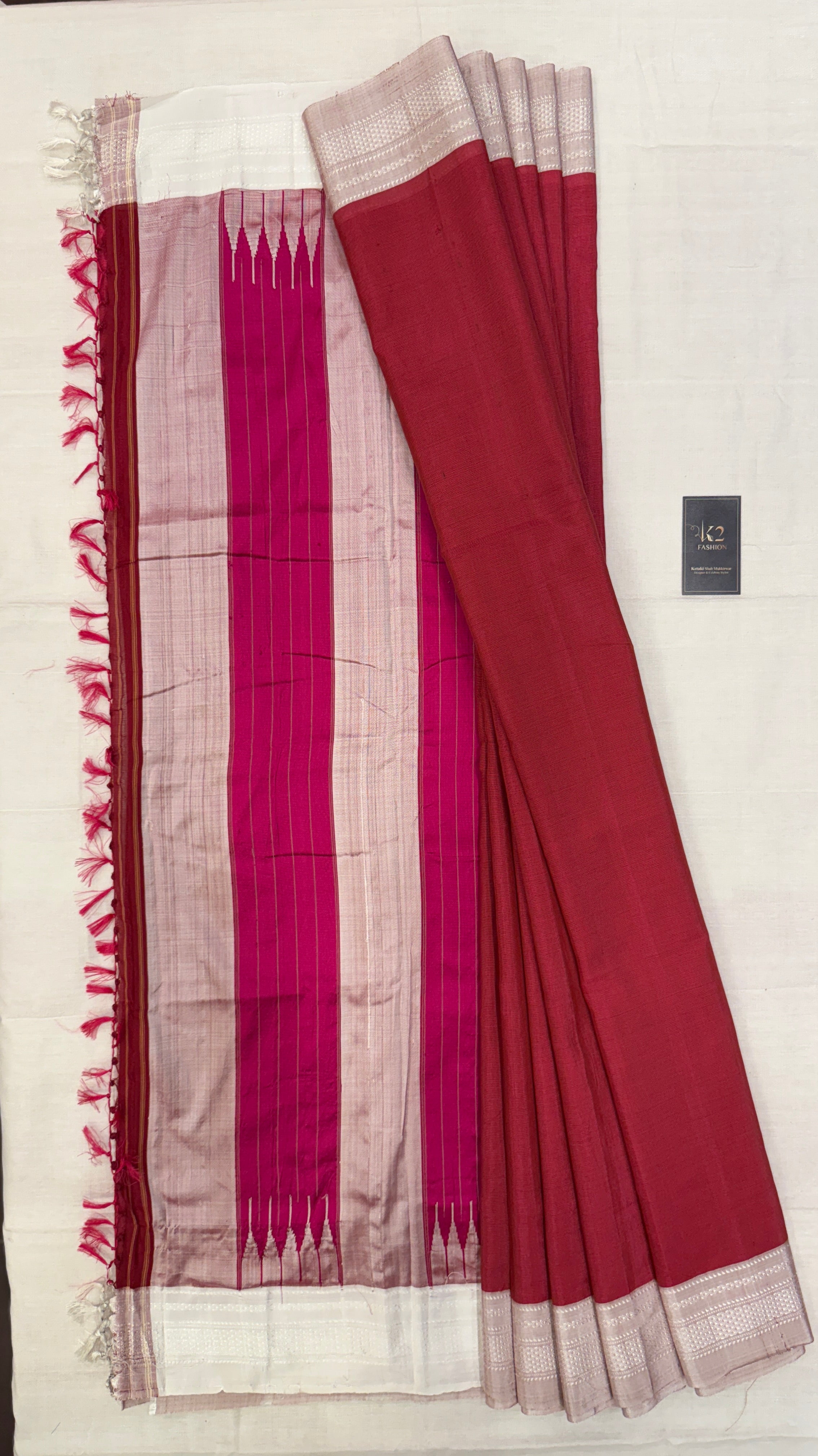 Viscous Ilkal Saree with Silk Pallu – Chikki Paras Border