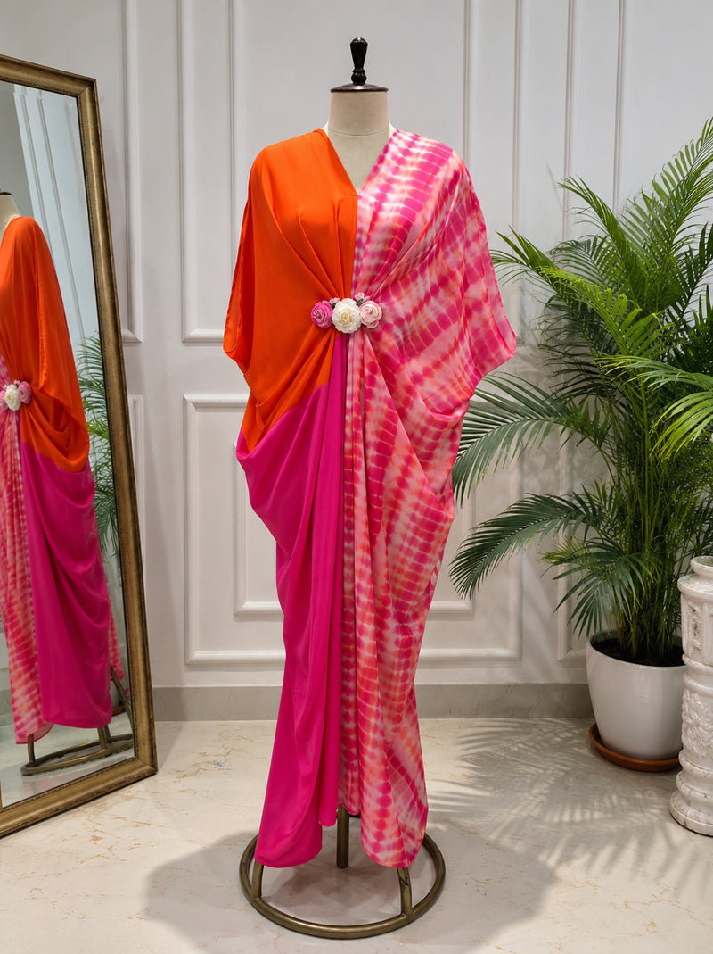 Sunset Bloom Designer Modal Satin Kaftan