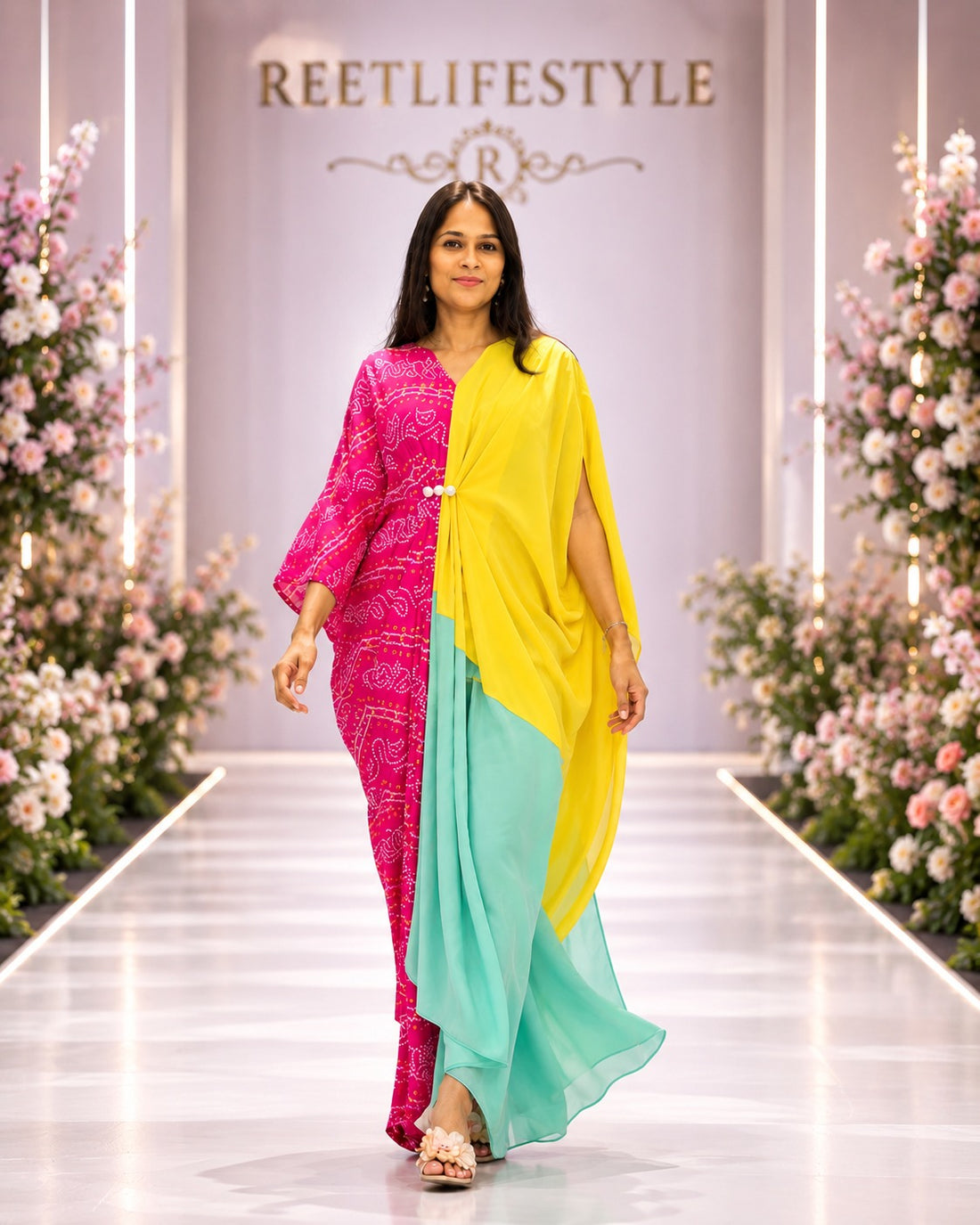 Rangriti Bandhani Designer Kaftan