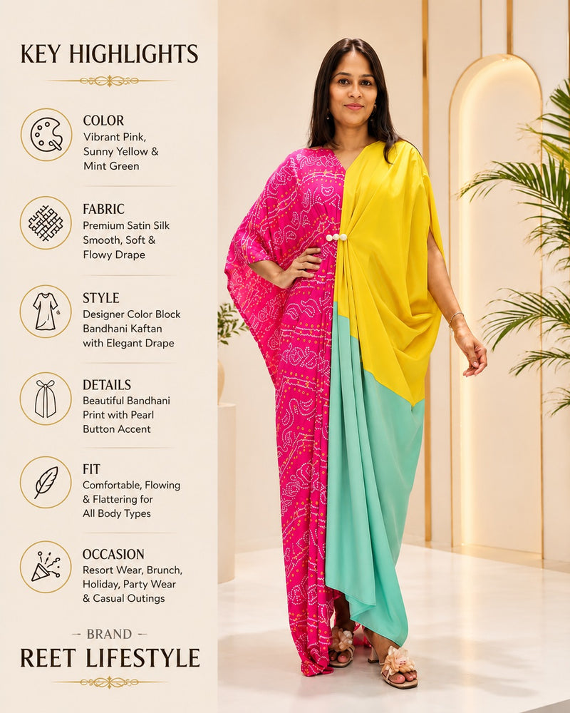 Rangriti Bandhani Designer Kaftan