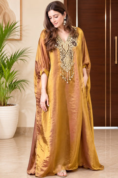 Luxury Metallic Glass Shimmer Kaftan Chogha Set