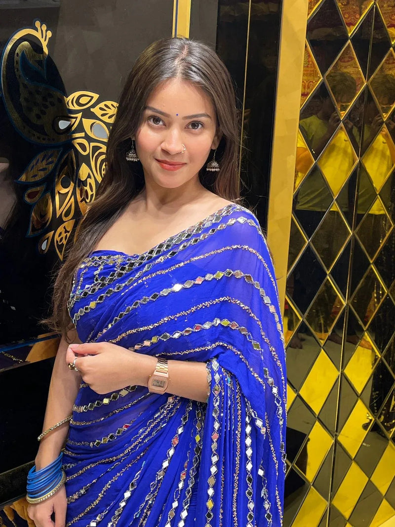 Premium Handwork Pure Chiffon Saree