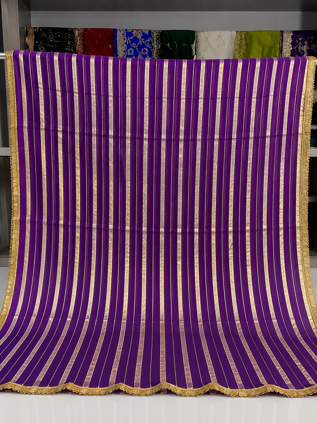 Kohinoor Gold Stripe Navratri Dupatta