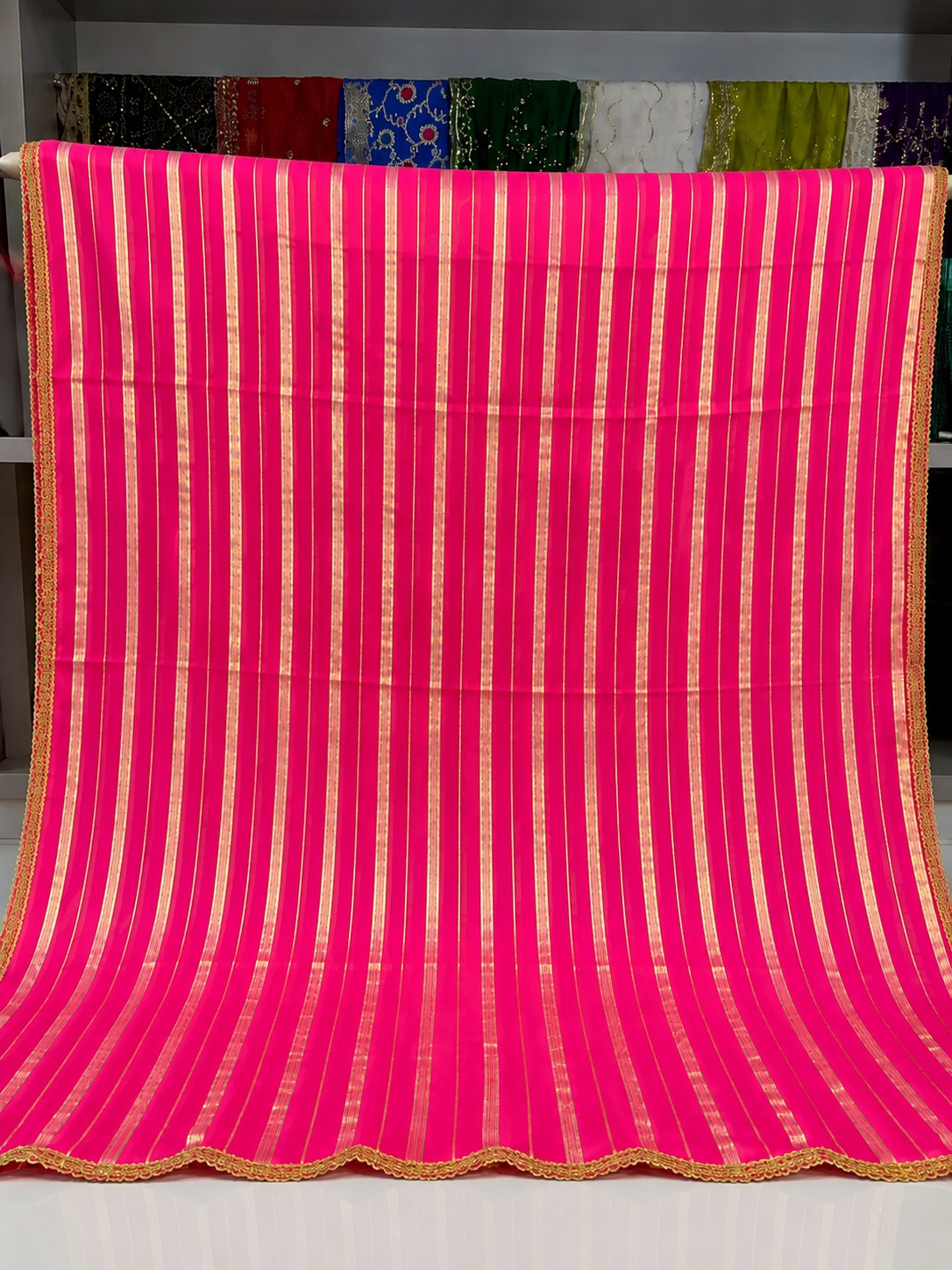 Kohinoor Gold Stripe Navratri Dupatta