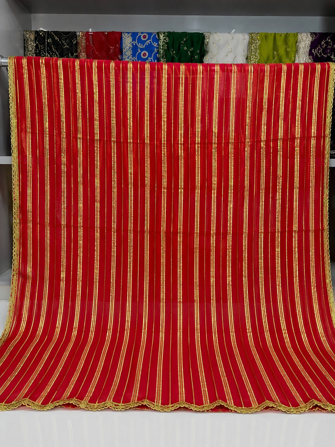 Kohinoor Gold Stripe Navratri Dupatta