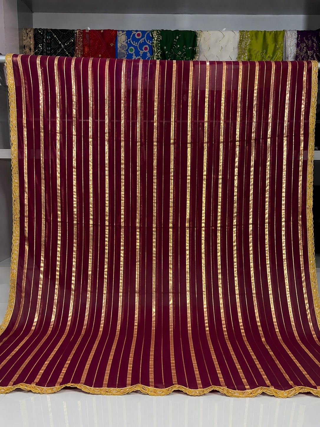 Kohinoor Gold Stripe Navratri Dupatta