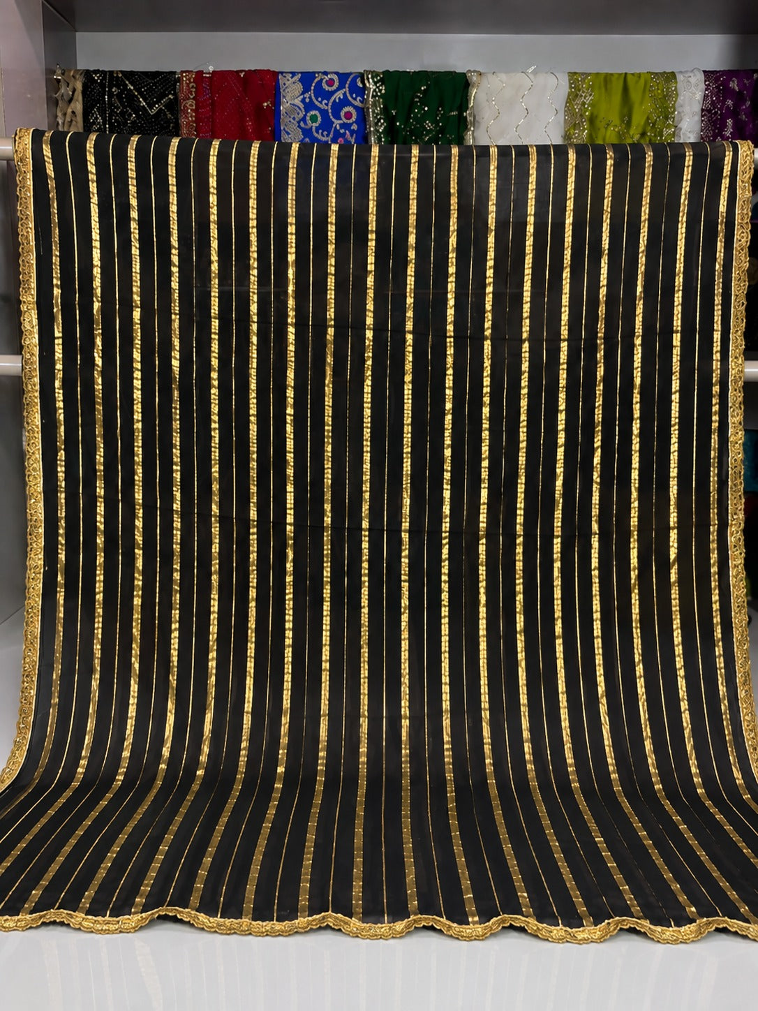 Kohinoor Gold Stripe Navratri Dupatta