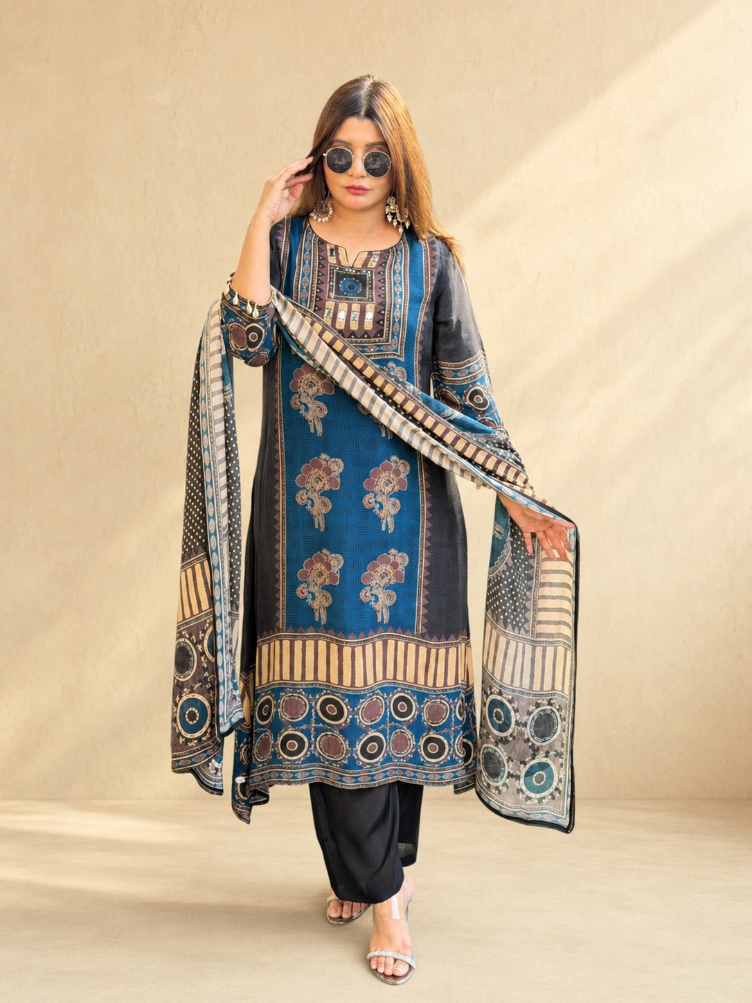 Riva Natural Modal Silk Printed Set
