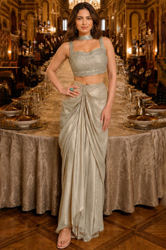 Riva Pearl Draped Skirt Set
