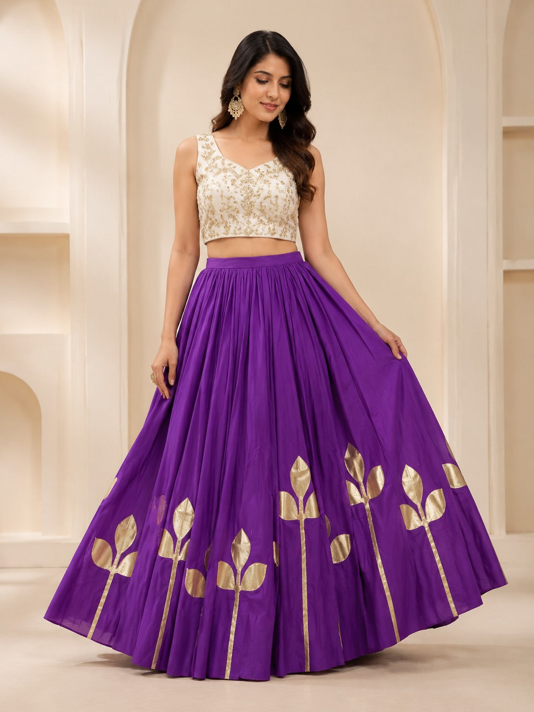 Aarika Violet Gold Festive Skirt