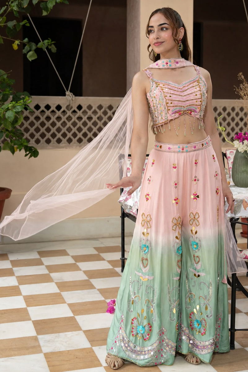 Amaira Blush Handwork Palazzo Set