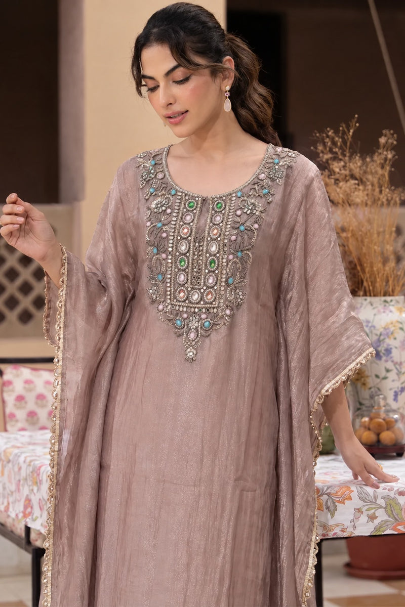 Mocha Tissue Kaftan Set
