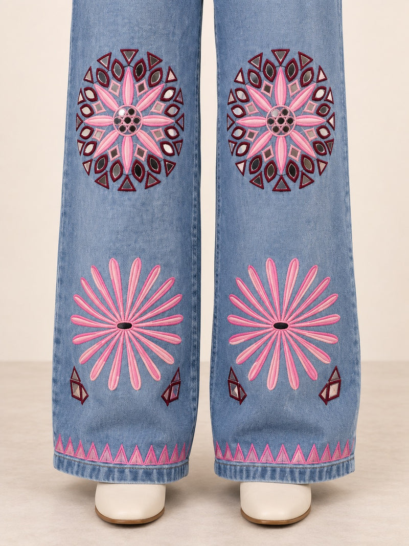 Rangrez Fuchsia Denim Festive Set