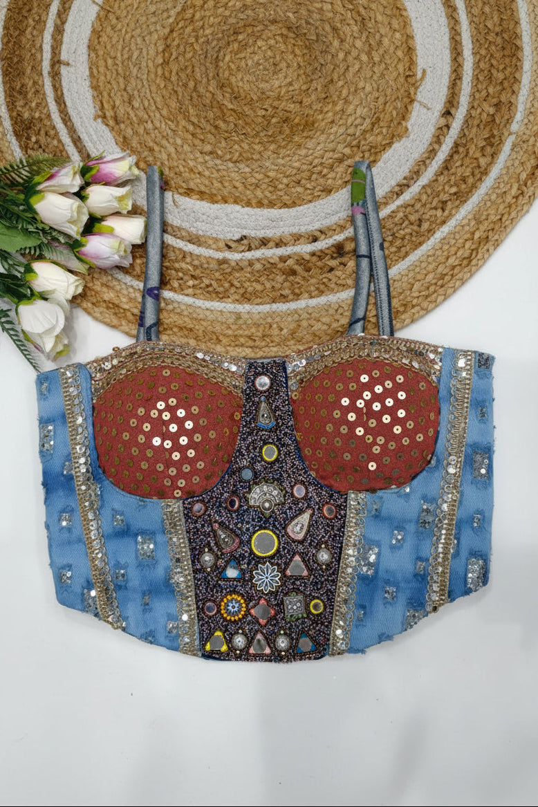 Mirror Patch Corset Blouse