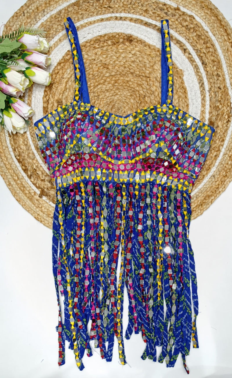 Blue Mirror Fringe Blouse