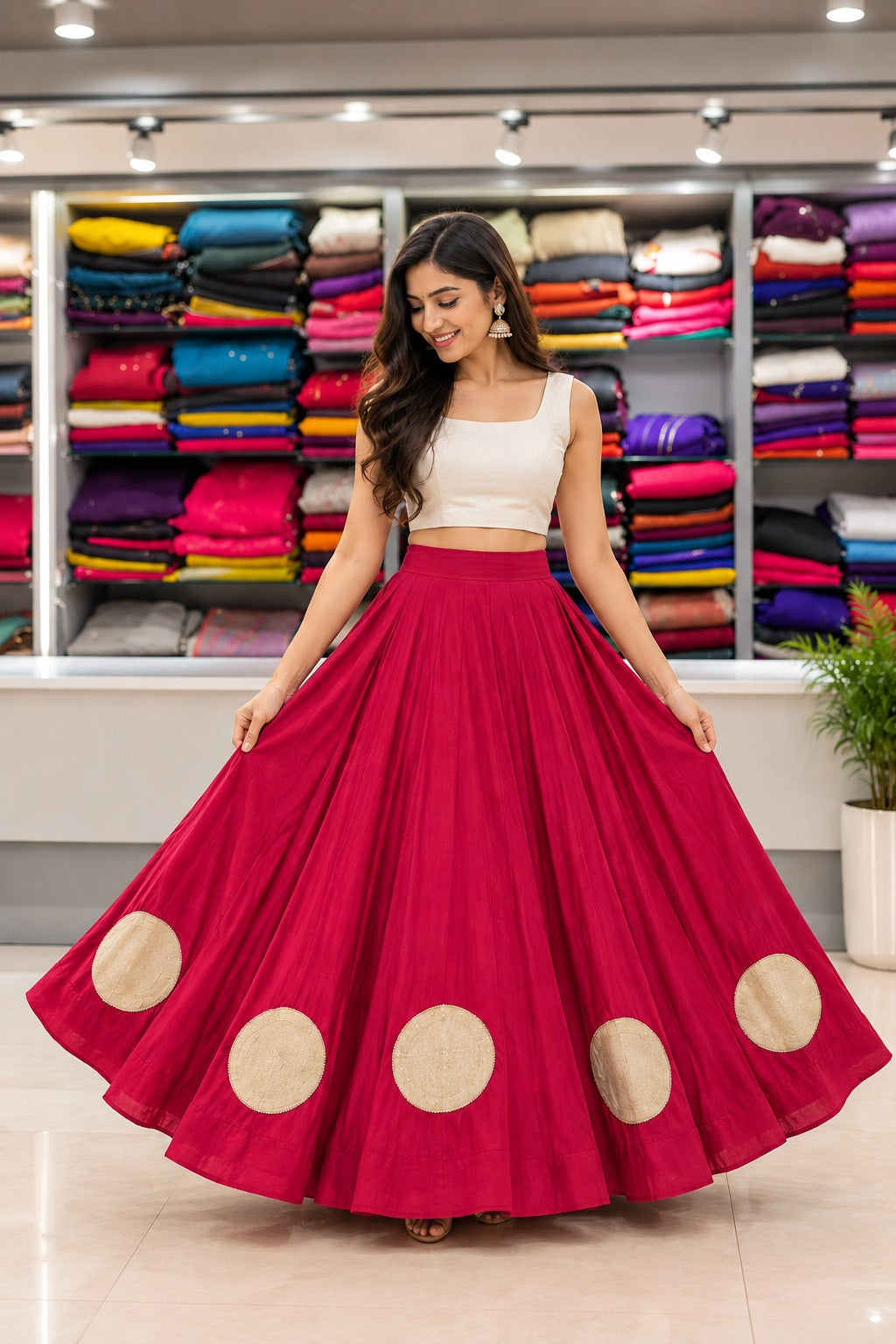Raas-Rang Royale Skirt With Unstitched Blouse Pis