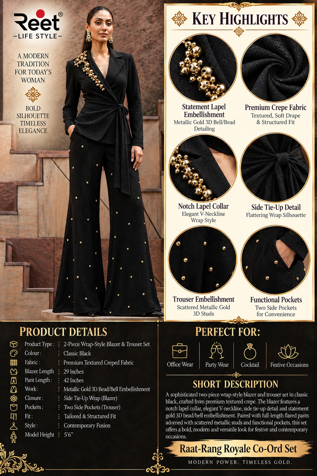 Siyah Shahi Blazer Set