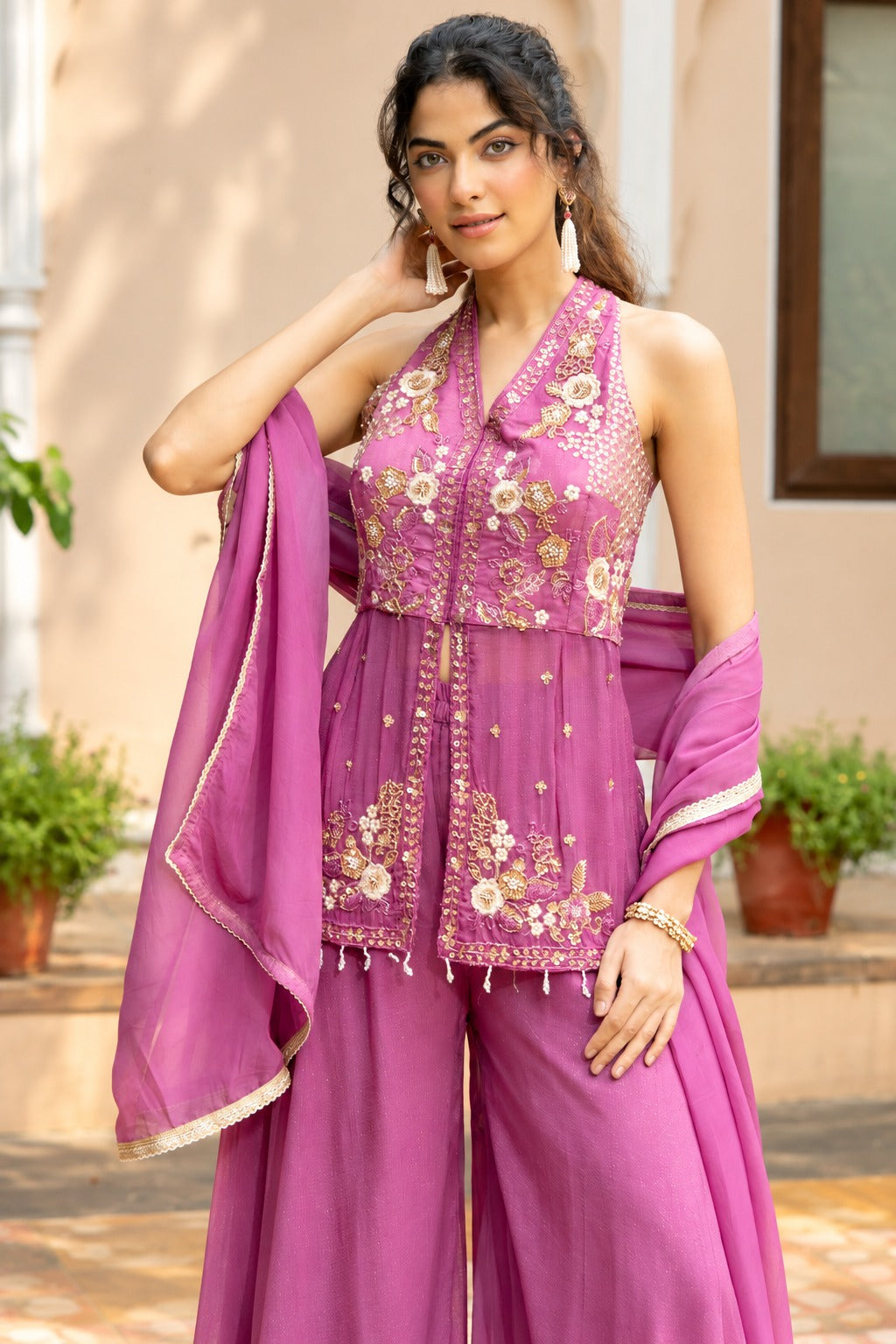 Gulabi Noor Embellished Palazzo Set