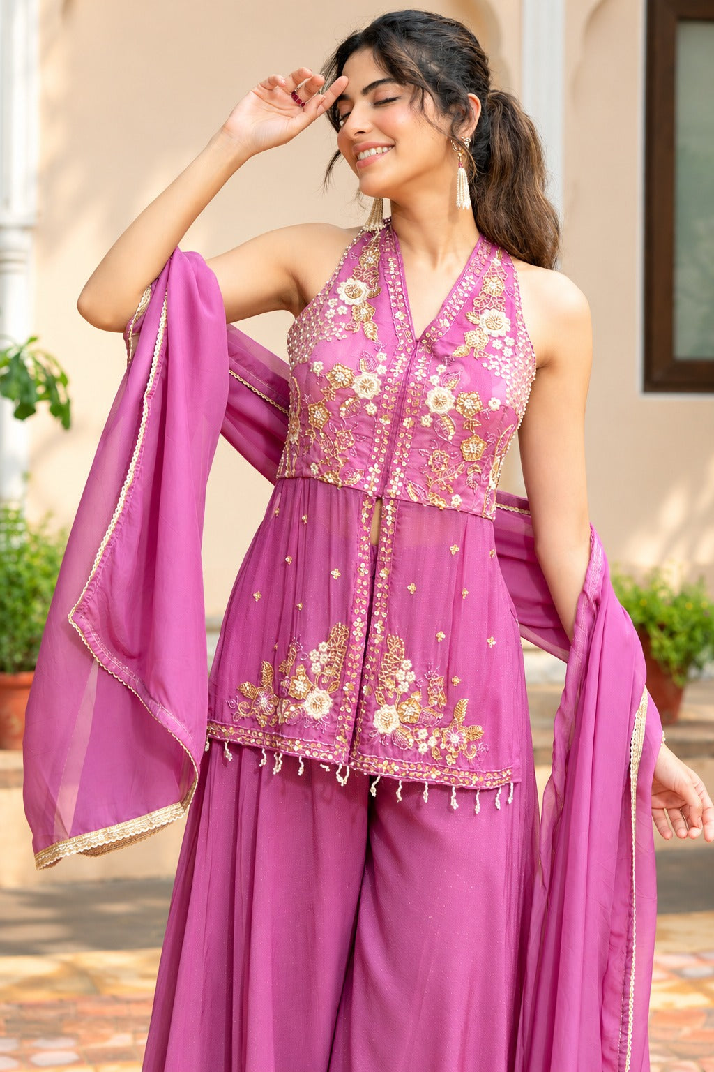 Gulabi Noor Embellished Palazzo Set
