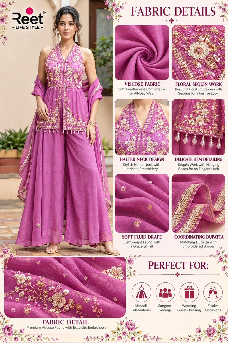 Gulabi Noor Embellished Palazzo Set