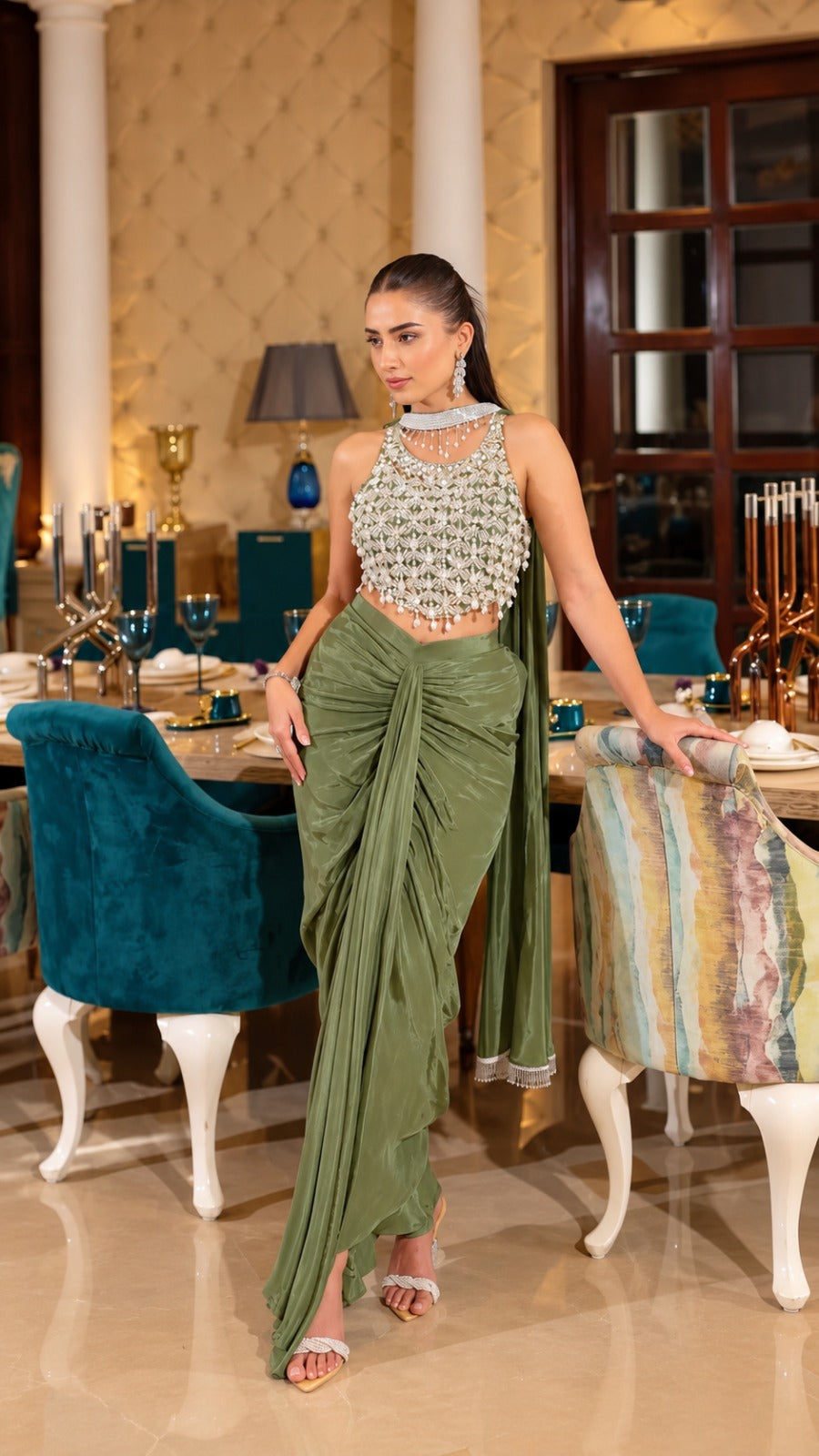 Zayra Noor Embellished Draped Set